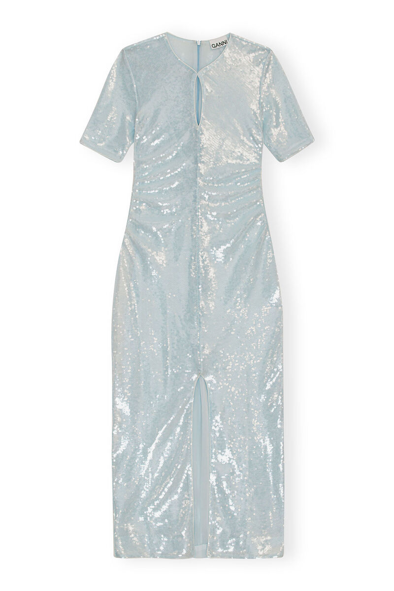 Light Sequins Maxi Dress, Recycled Polyester, in colour Ice Water - 1 - GANNI