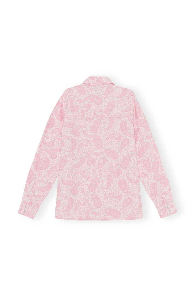 Denim Western Shirt, Organic Cotton, in colour Paisley Shrinking Violet - 2 - GANNI