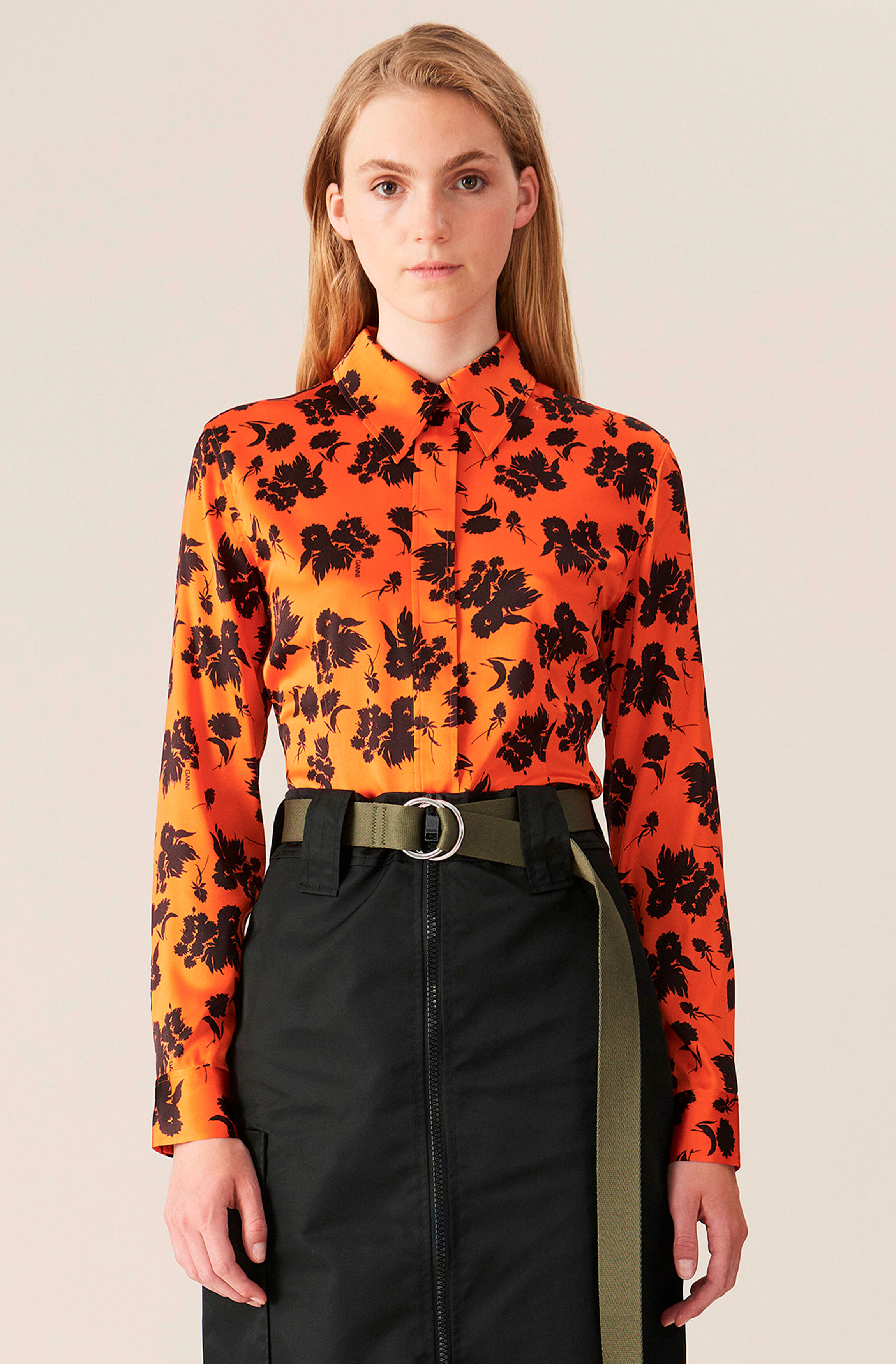 Ganni silk stretch satin shirt Clearance