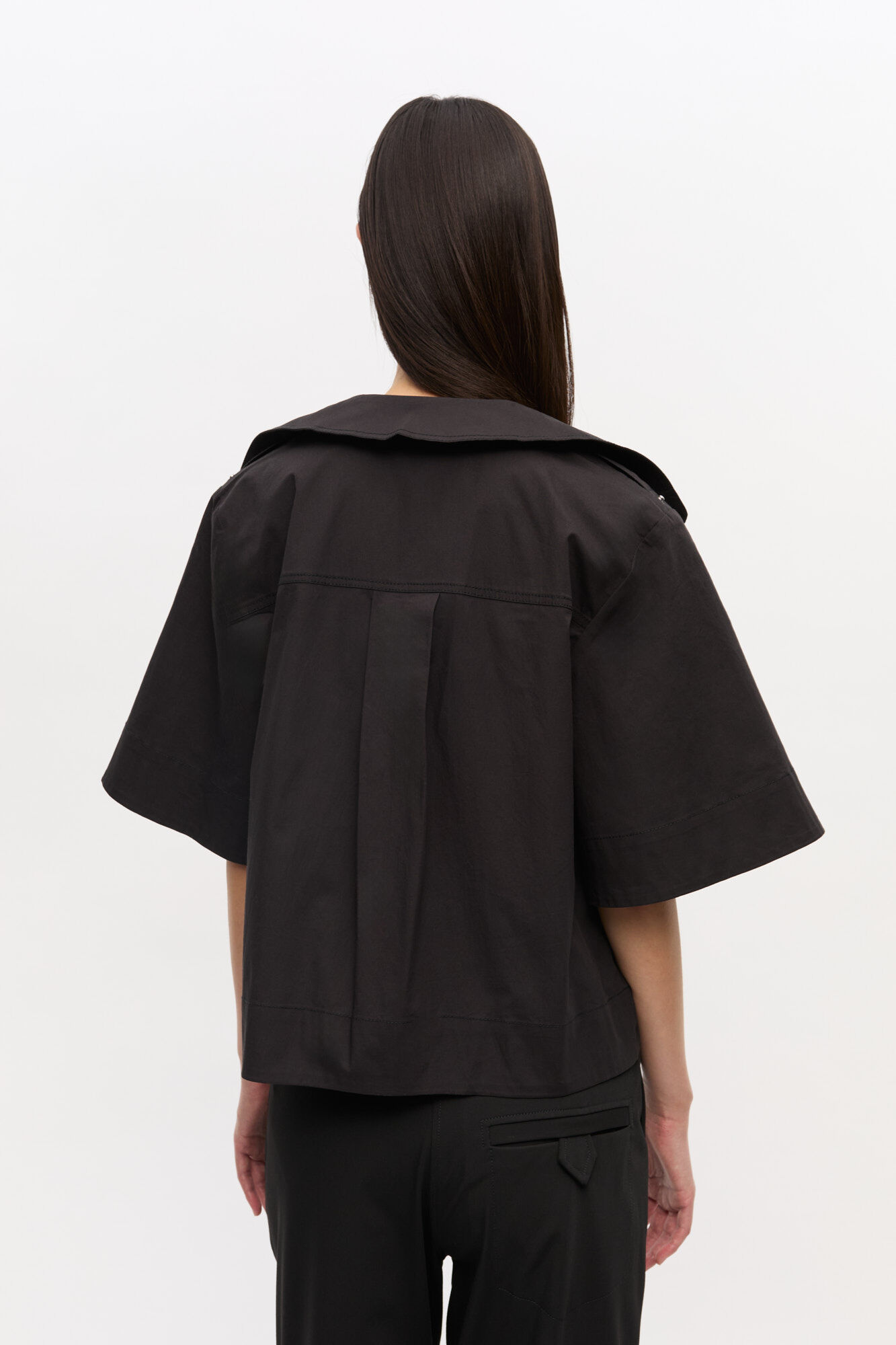Svart bomullsblus med stretch, Elastane, in colour Black - 3 - GANNI
