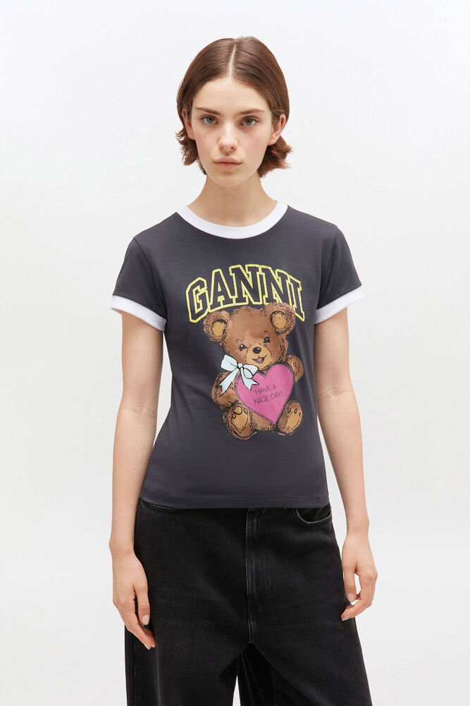 Black Cropped Teddy T-shirt, Phantom
