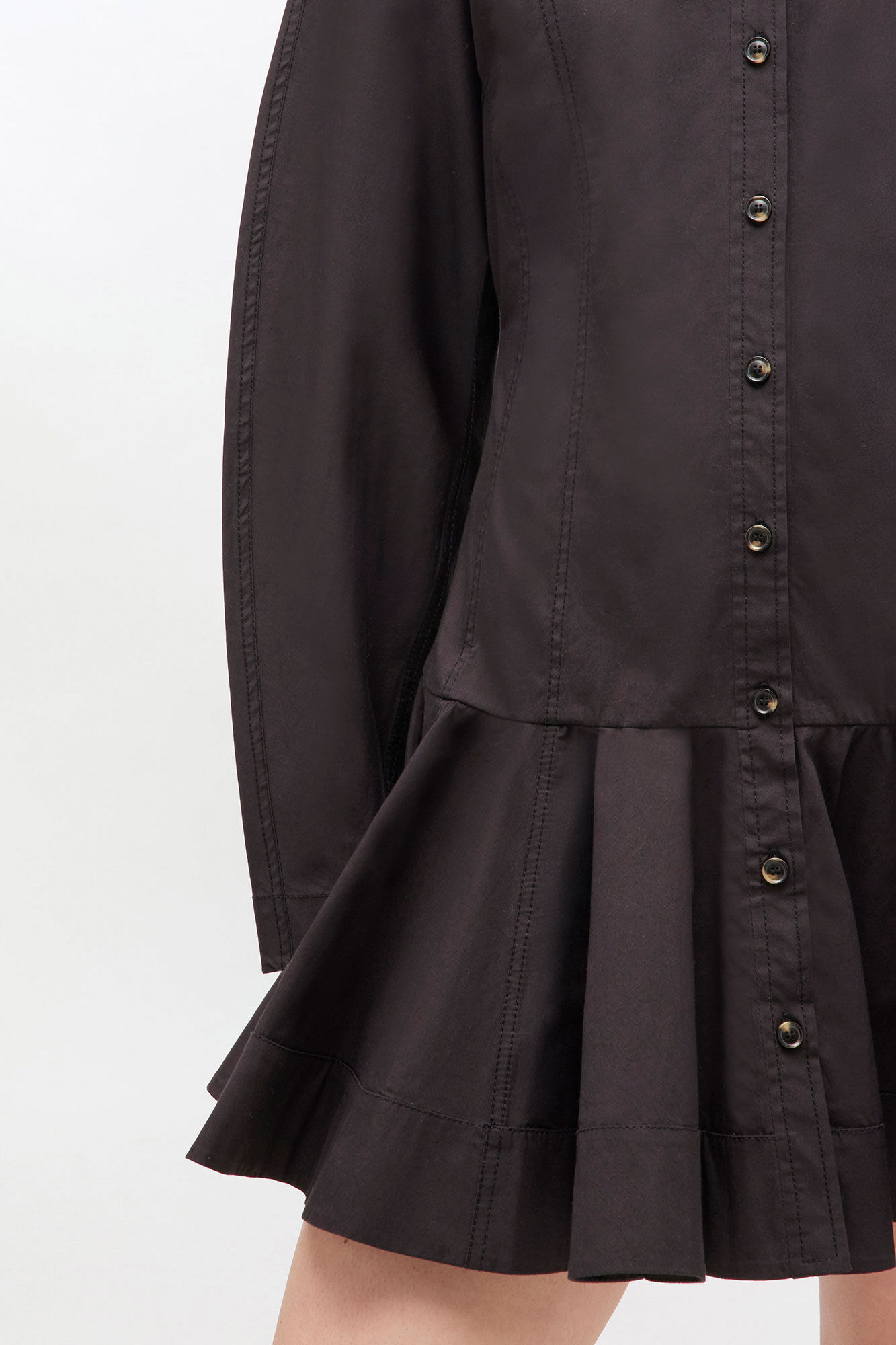 Black Shirt Dress, Elastane, in colour Black - 3 - GANNI