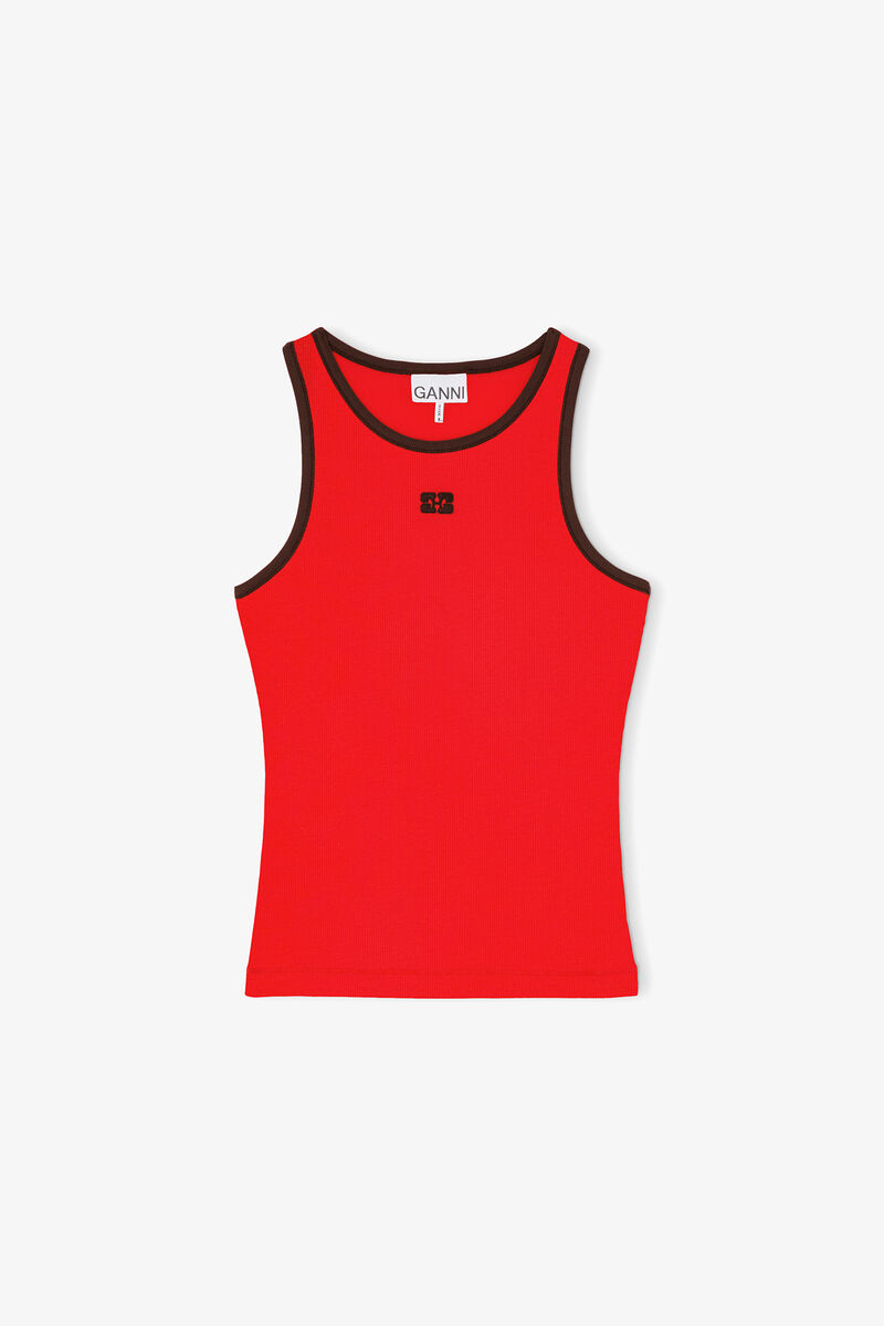 D&eacute;bardeur rouge, Organic Cotton, in colour High Risk Red - 1 - GANNI