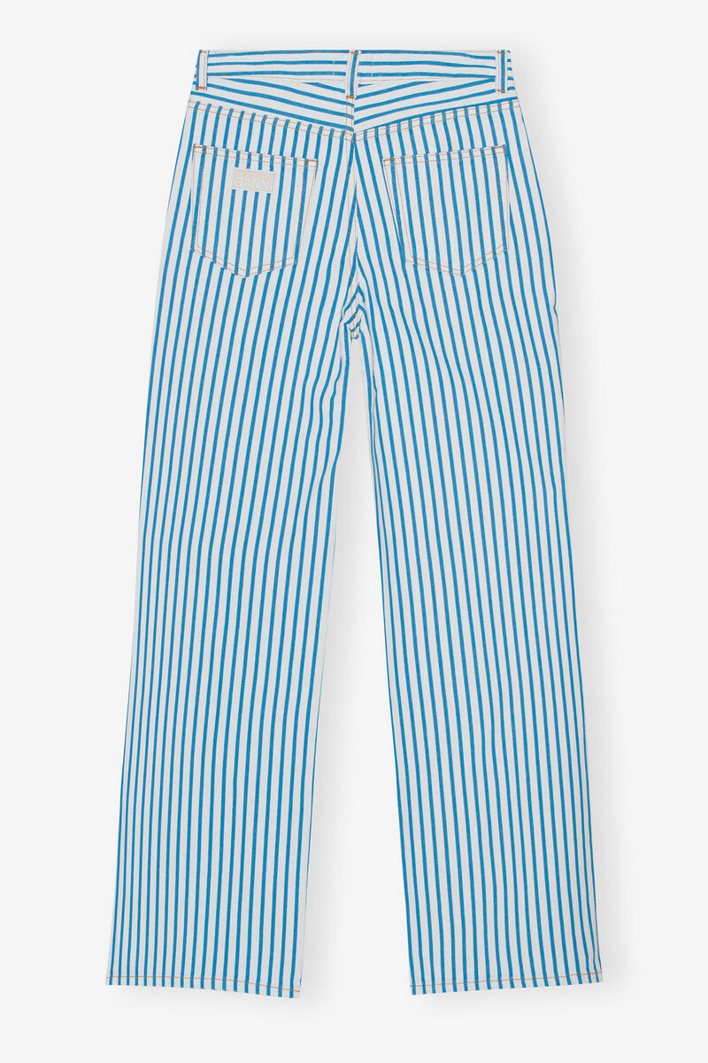 Striped Magny Jeans, Cotton, in colour Bright White - 4 - GANNI