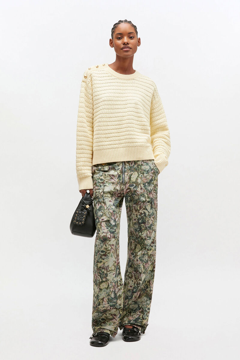 Cream Wool Jumper, in colour Cloud Cream - 1 - GANNI