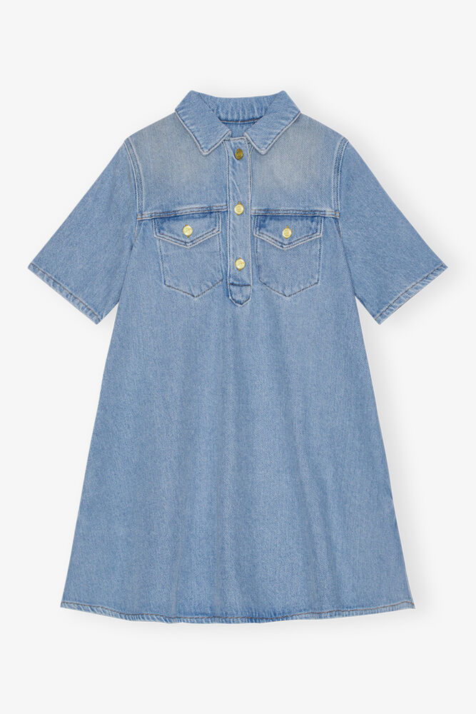 Light Blue Denim Mini Dress, Tint Wash