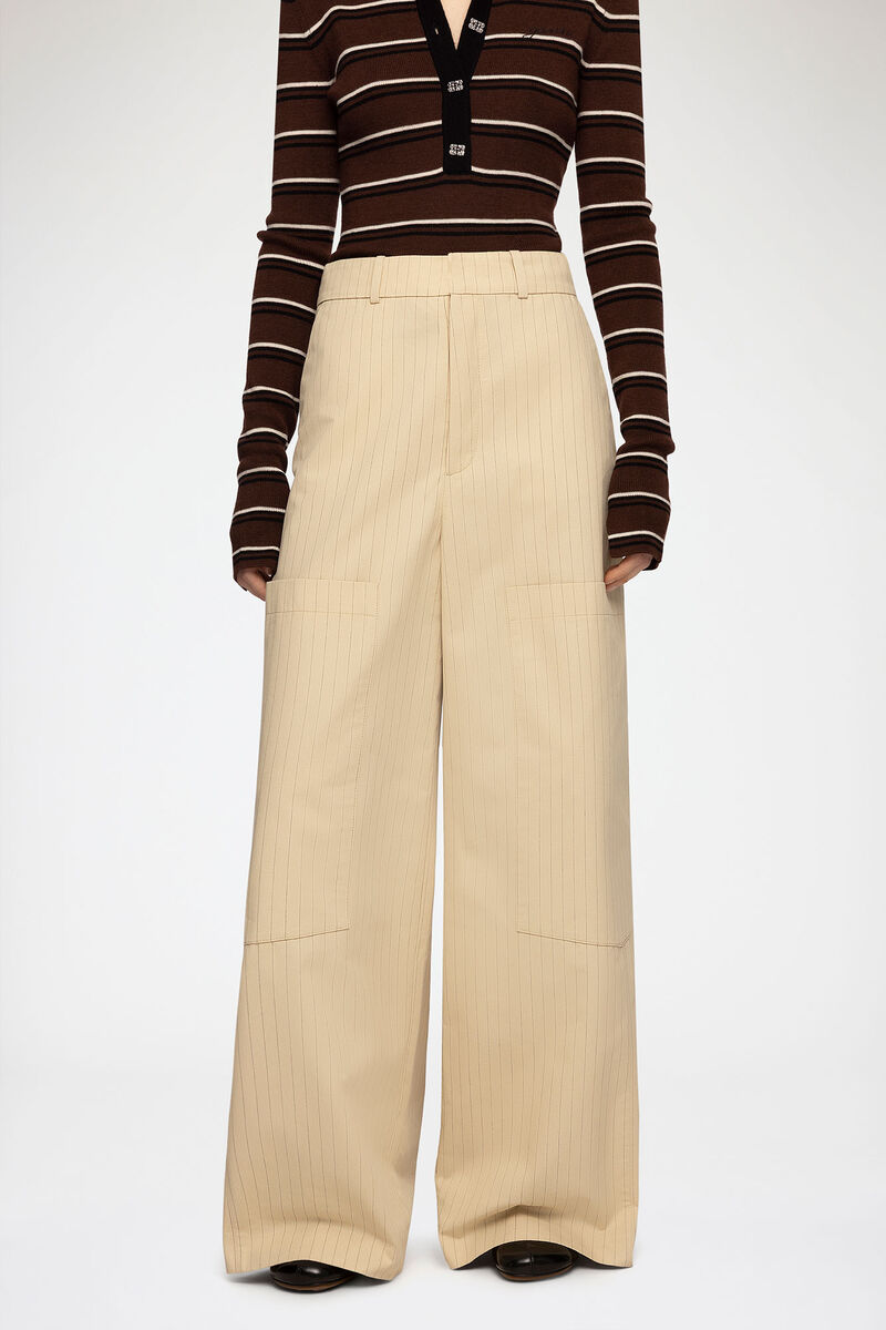 Trousers in Beige Suiting, Organic Cotton, in colour Summer Sand - 2 - GANNI