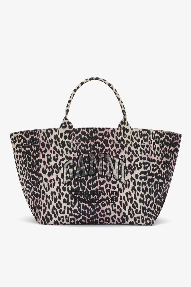 Leopard Sequin XXL Tote, Bleached Mauve