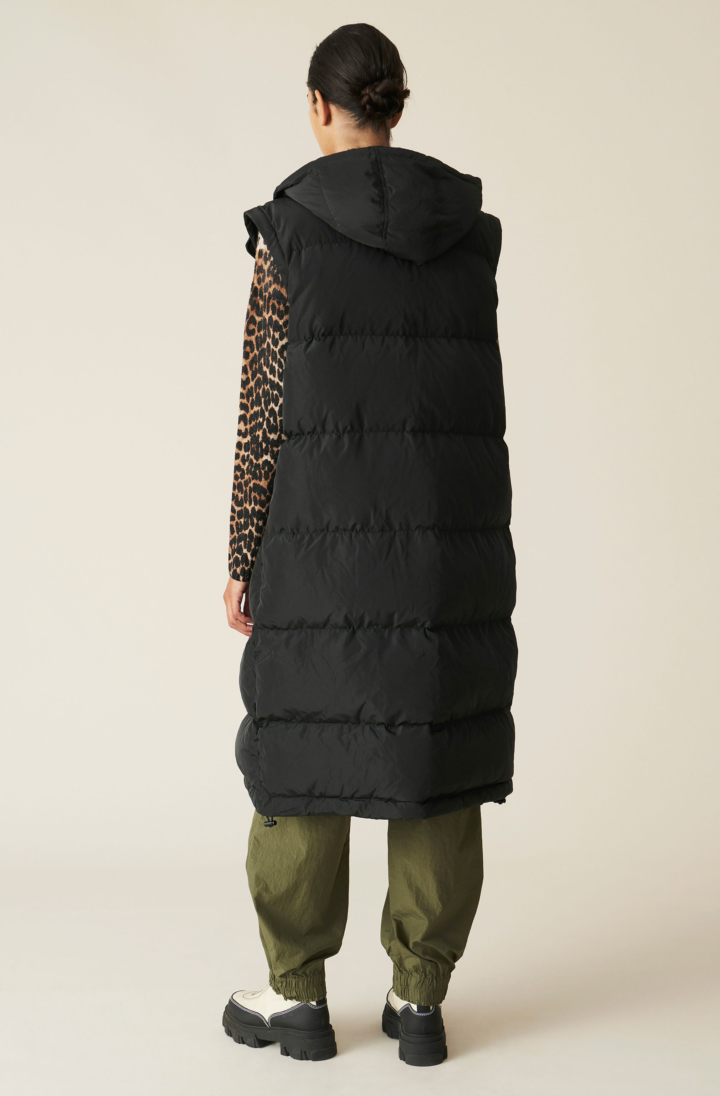 ganni tech down long jacket