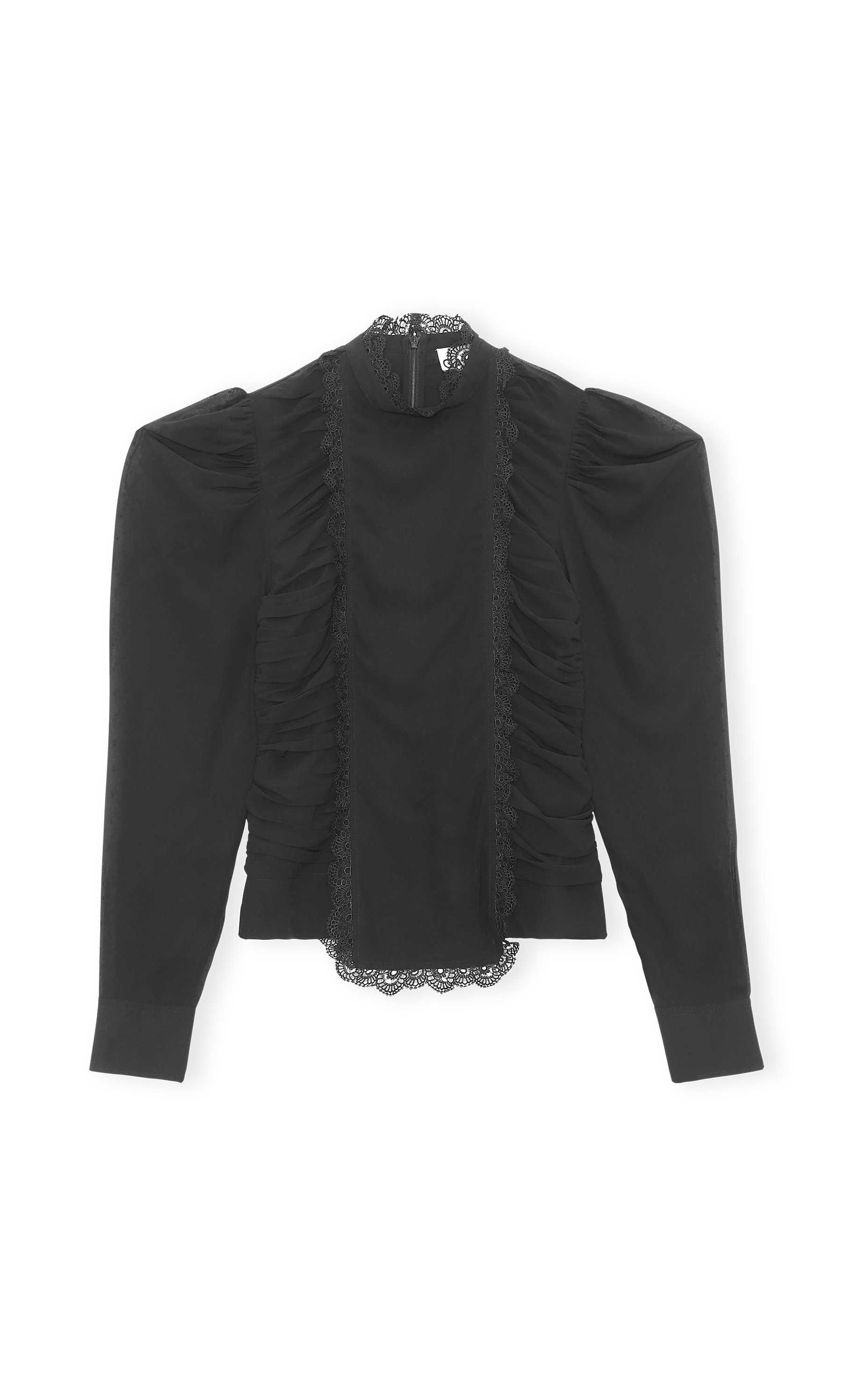 Black Dotted Georgette Lace Ruffle 