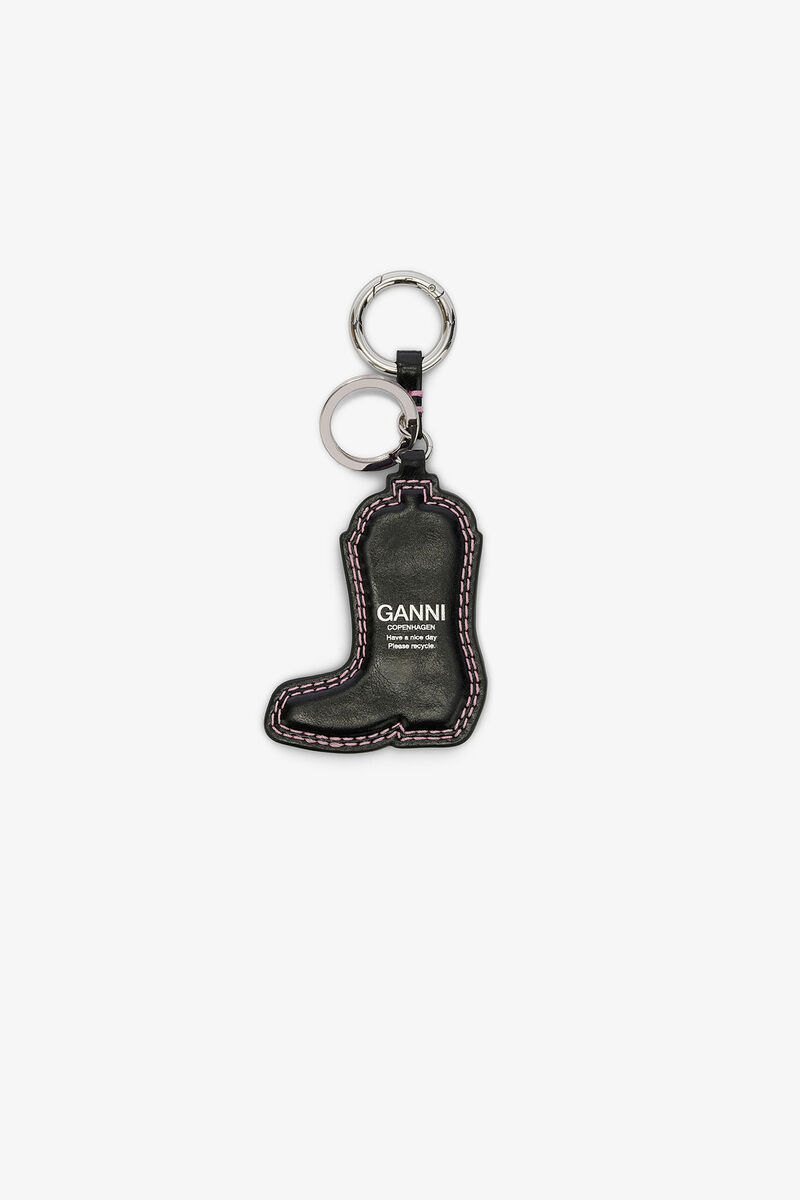 Western Boot Keyring in Black, in colour Chalk Pink - 2 - GANNI