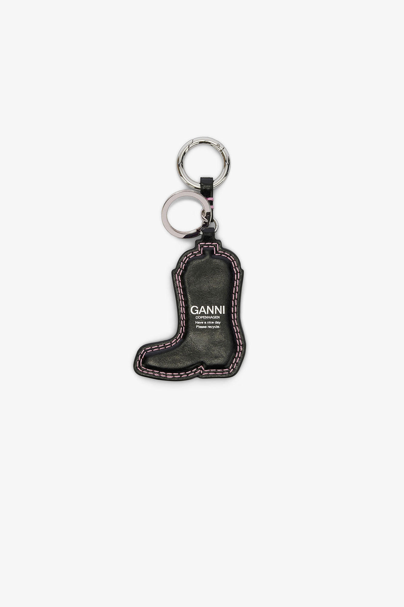 Western Boot Keyring in Black, in colour Chalk Pink - 2 - GANNI