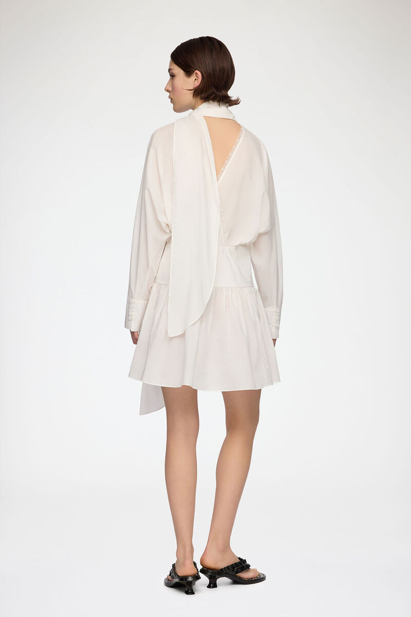 Dress in White Cotton, Organic Cotton, in colour Bright White - 2 - GANNI
