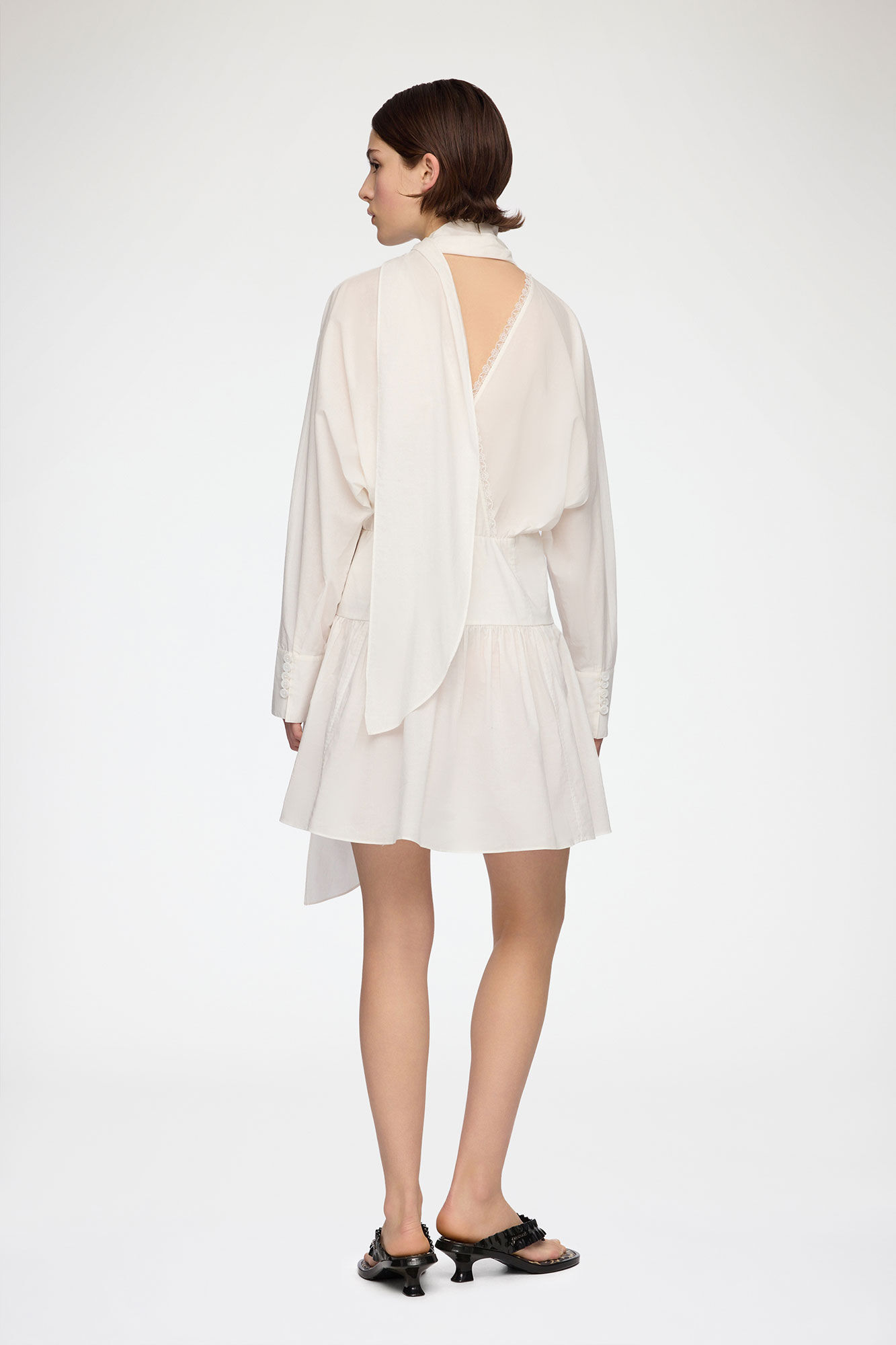 Dress in White Cotton, Organic Cotton, in colour Bright White - 2 - GANNI