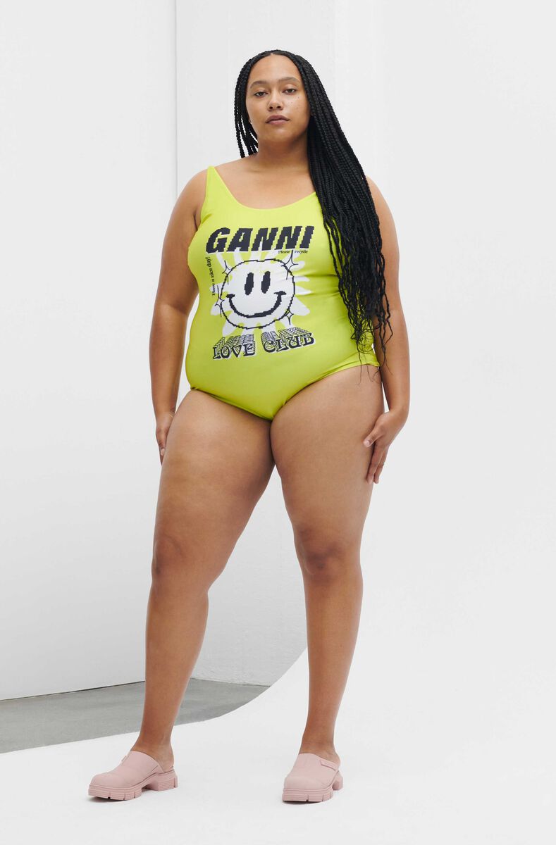 Graphic Sporty Swimsuit, Elastane, in colour Blazing Yellow - 5 - GANNI