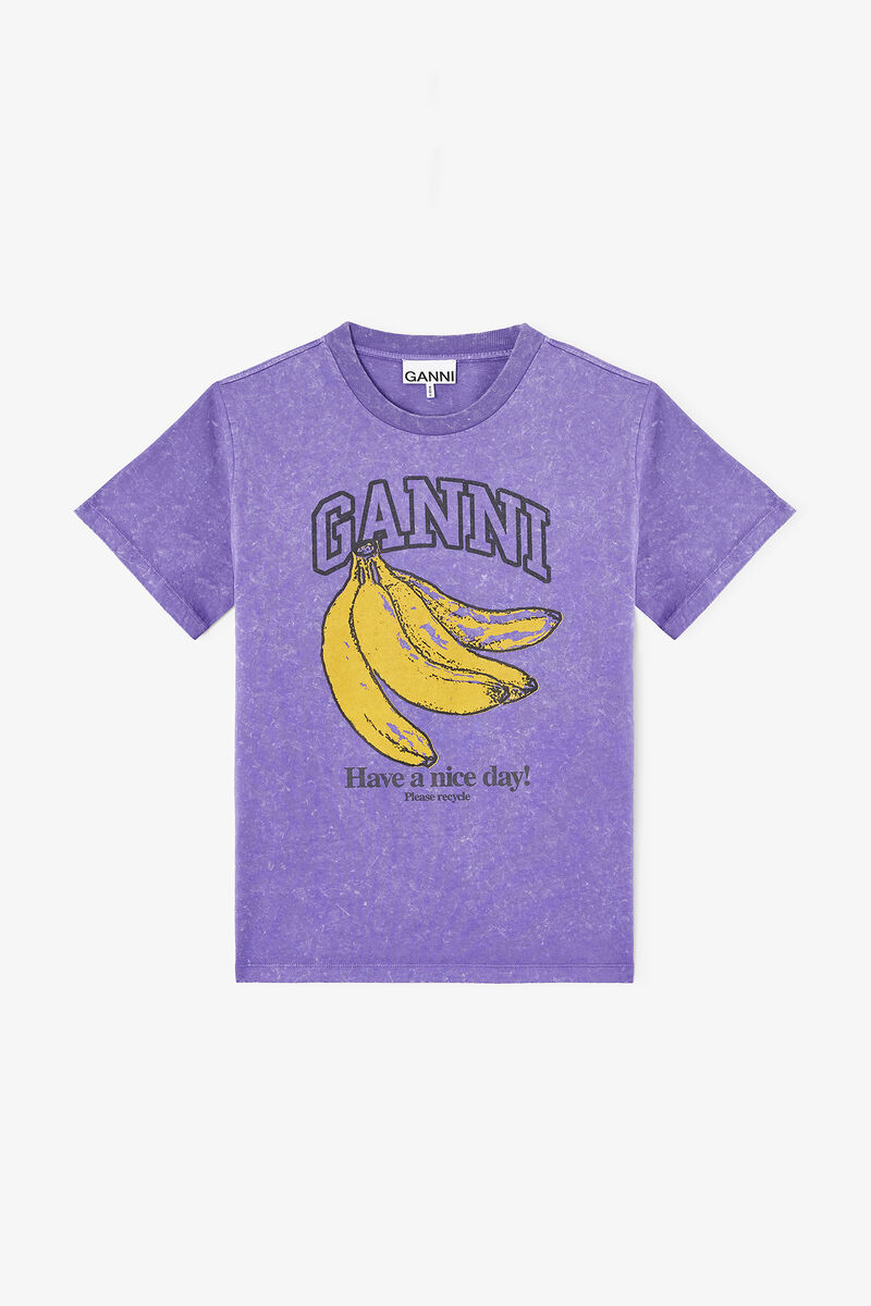 T-Shirt mit Vintage-Waschung, Recycled Cotton, in colour Passion Flower - 1 - GANNI