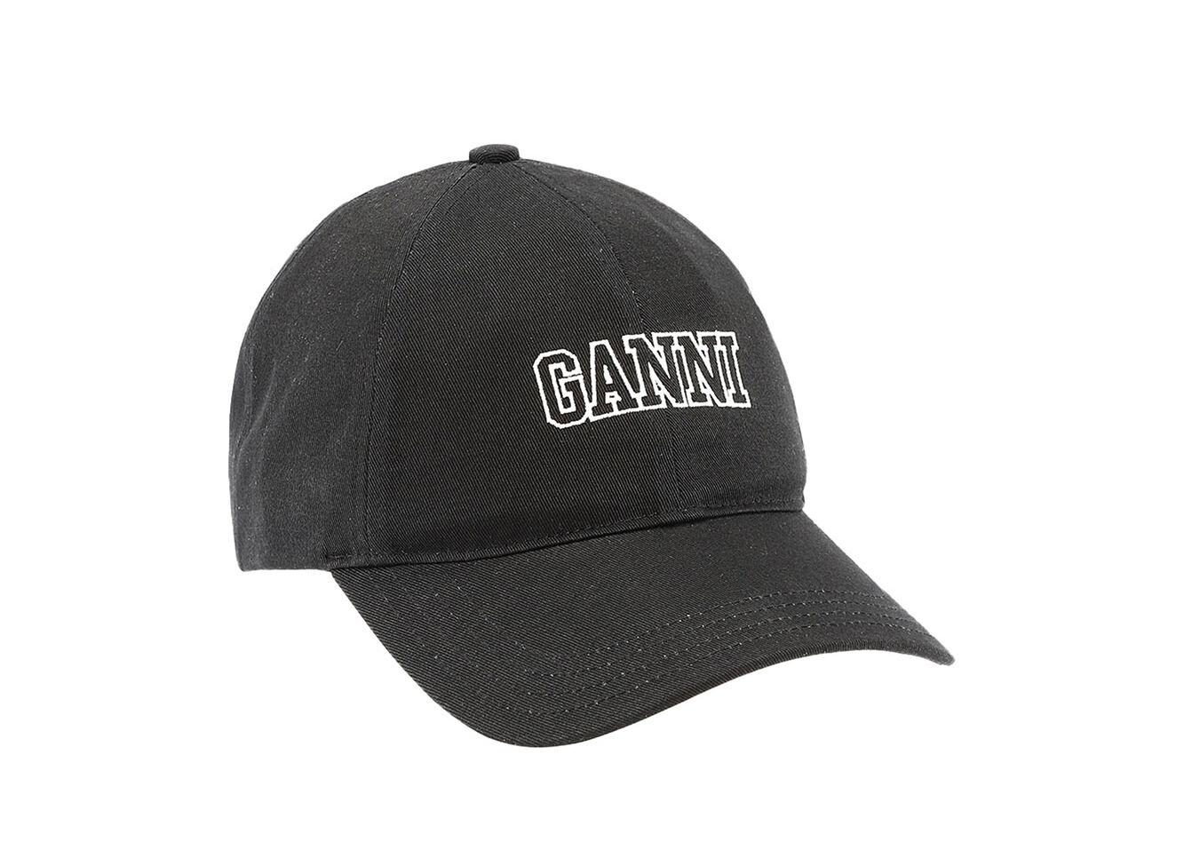 Black Embroidered Logo Cap, Cotton, in colour Black - 1 - GANNI