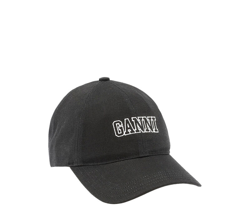 Black Embroidered Logo Cap , Cotton, in colour Black - 1 - GANNI