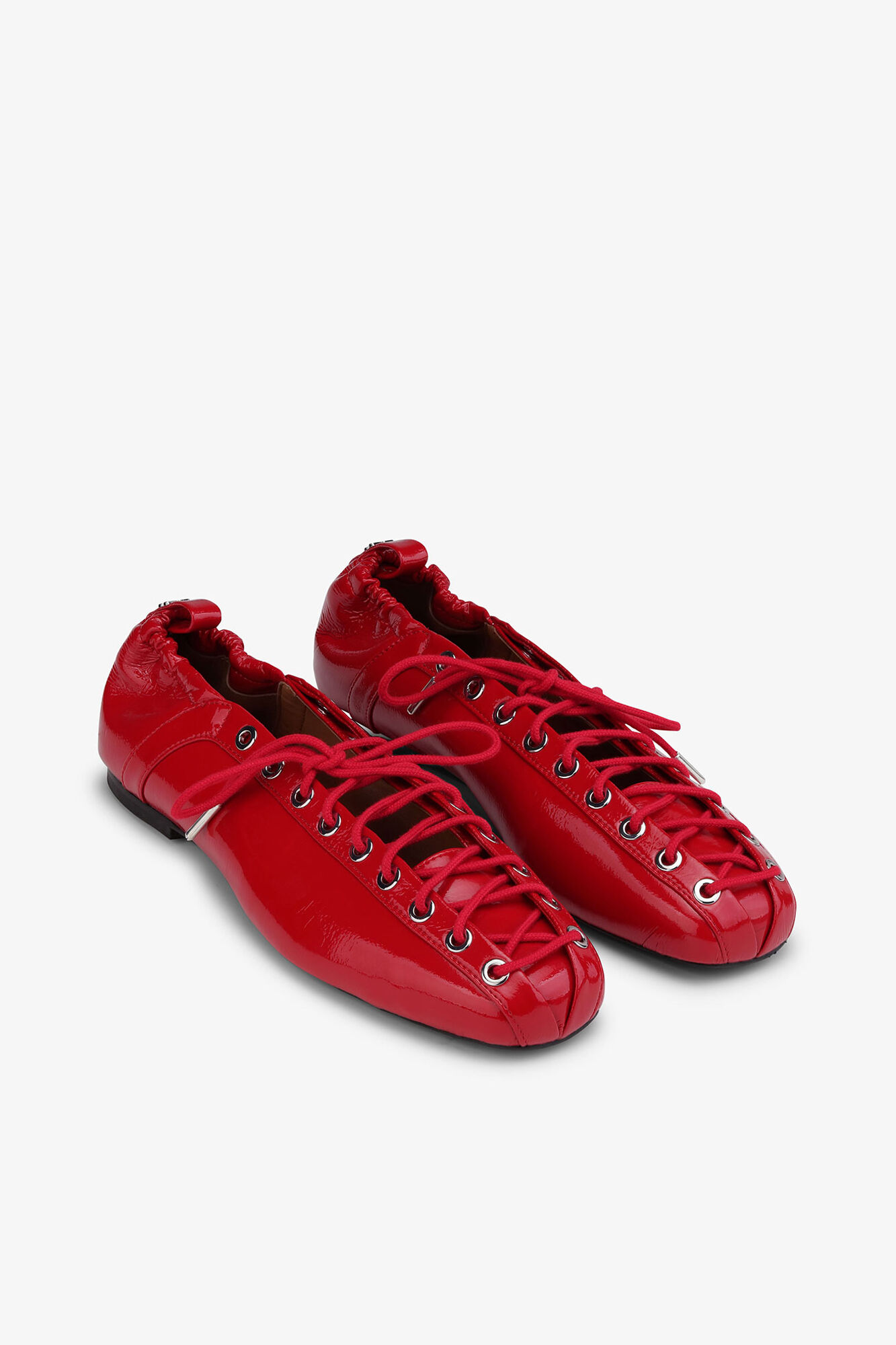 Lace-Up Ballerinas in Red | GANNI US