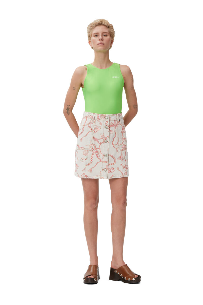 Mini Denim Skirt, Cotton, in colour Egret - 3 - GANNI