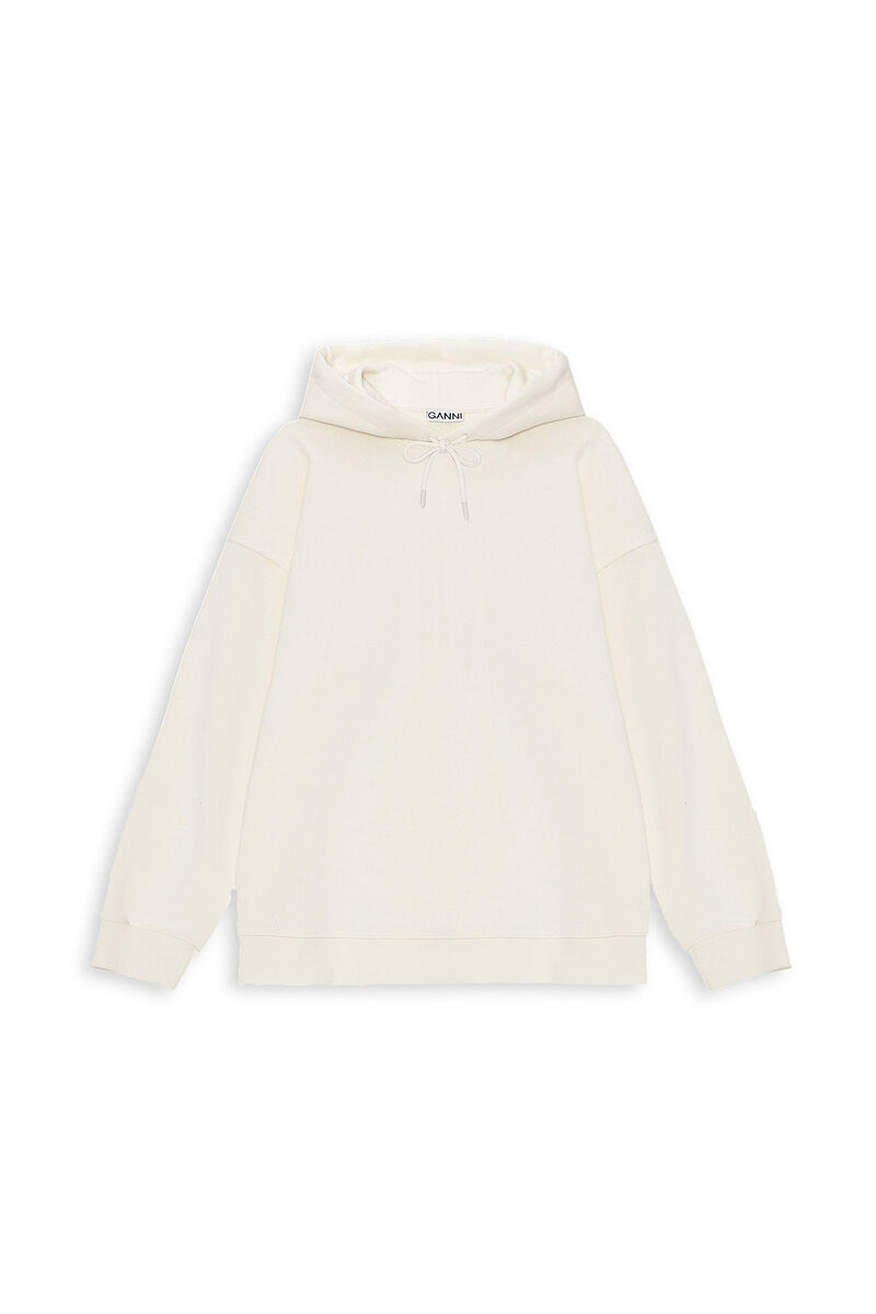 Oversized Hooded Sweatshirt, Cotton, in colour Egret - 1 - GANNI