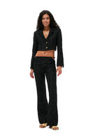 Stretch Jacquard Flared Pants, Polyester, in colour Black - 1 - GANNI