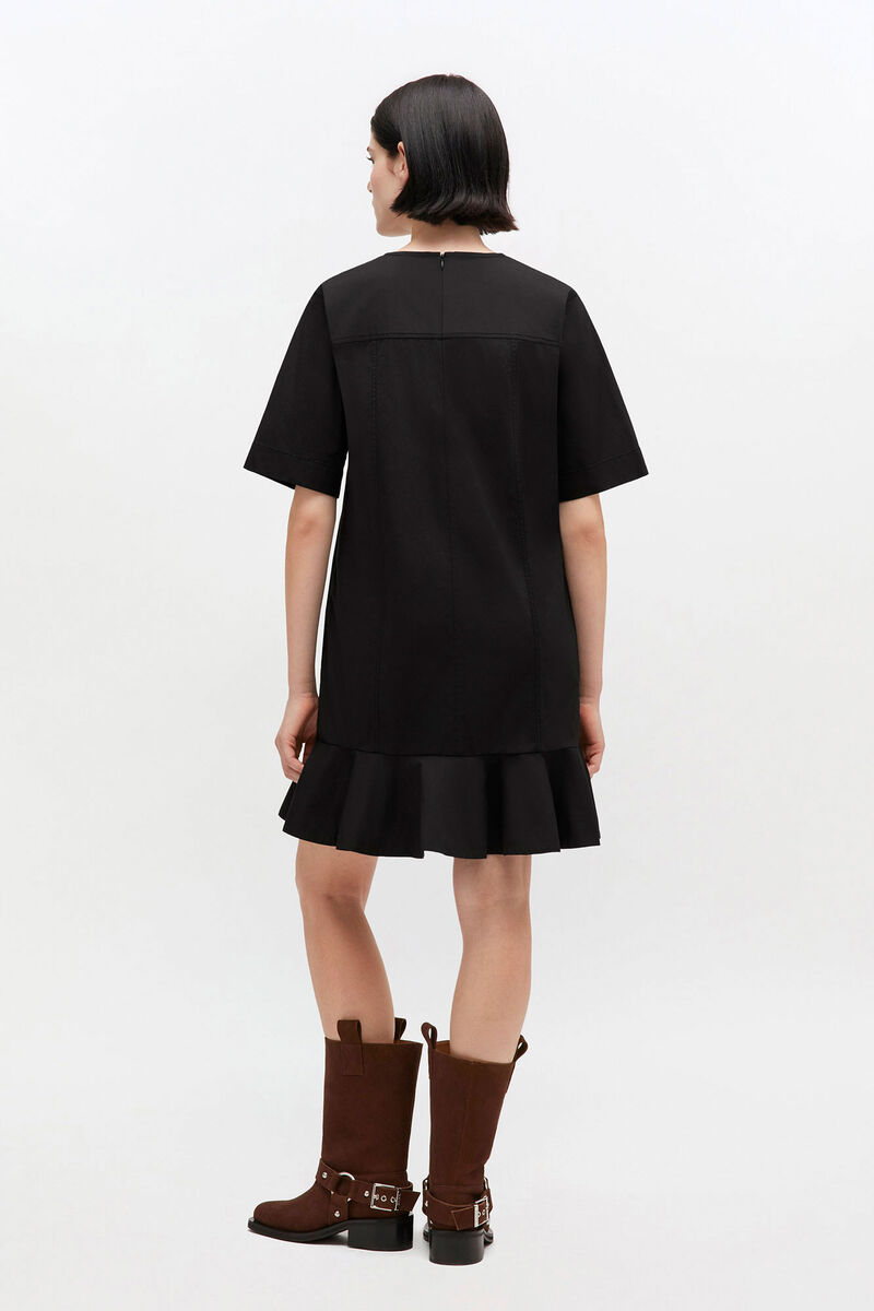 Stretch Cotton Mini Dress, Organic Cotton, in colour Black - 2 - GANNI