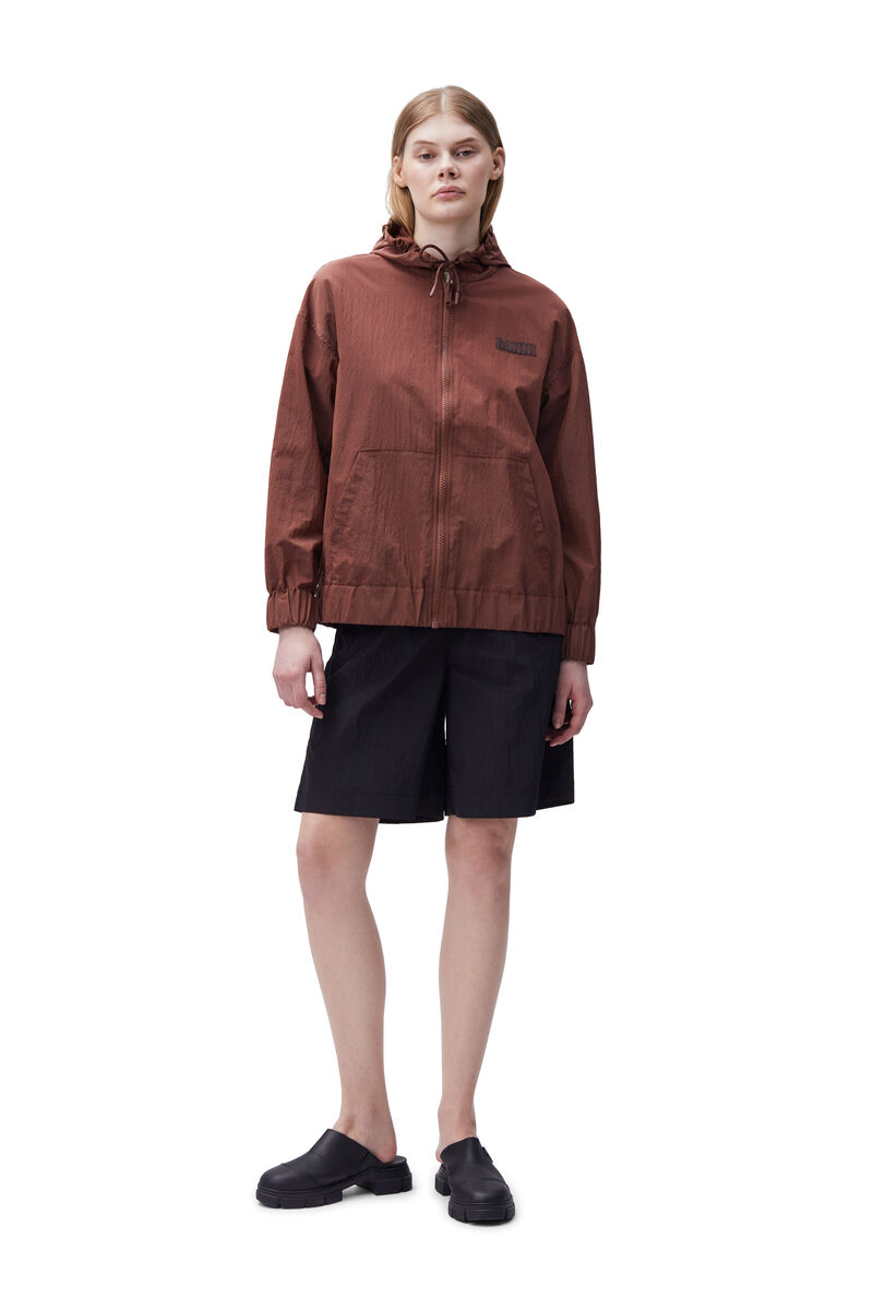 Tech Fabric Jacket, Nylon, in colour Root Beer - 1 - GANNI