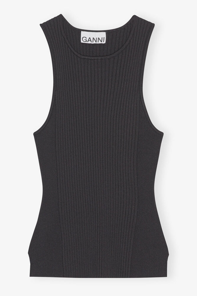 Black Sleeveless Melange Top, Black