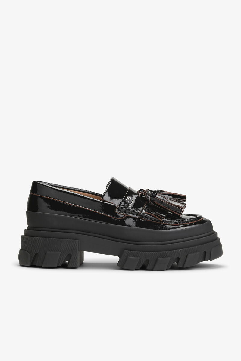 Black Cleated Naplack Loafers, Cotton, in colour Black - 1 - GANNI