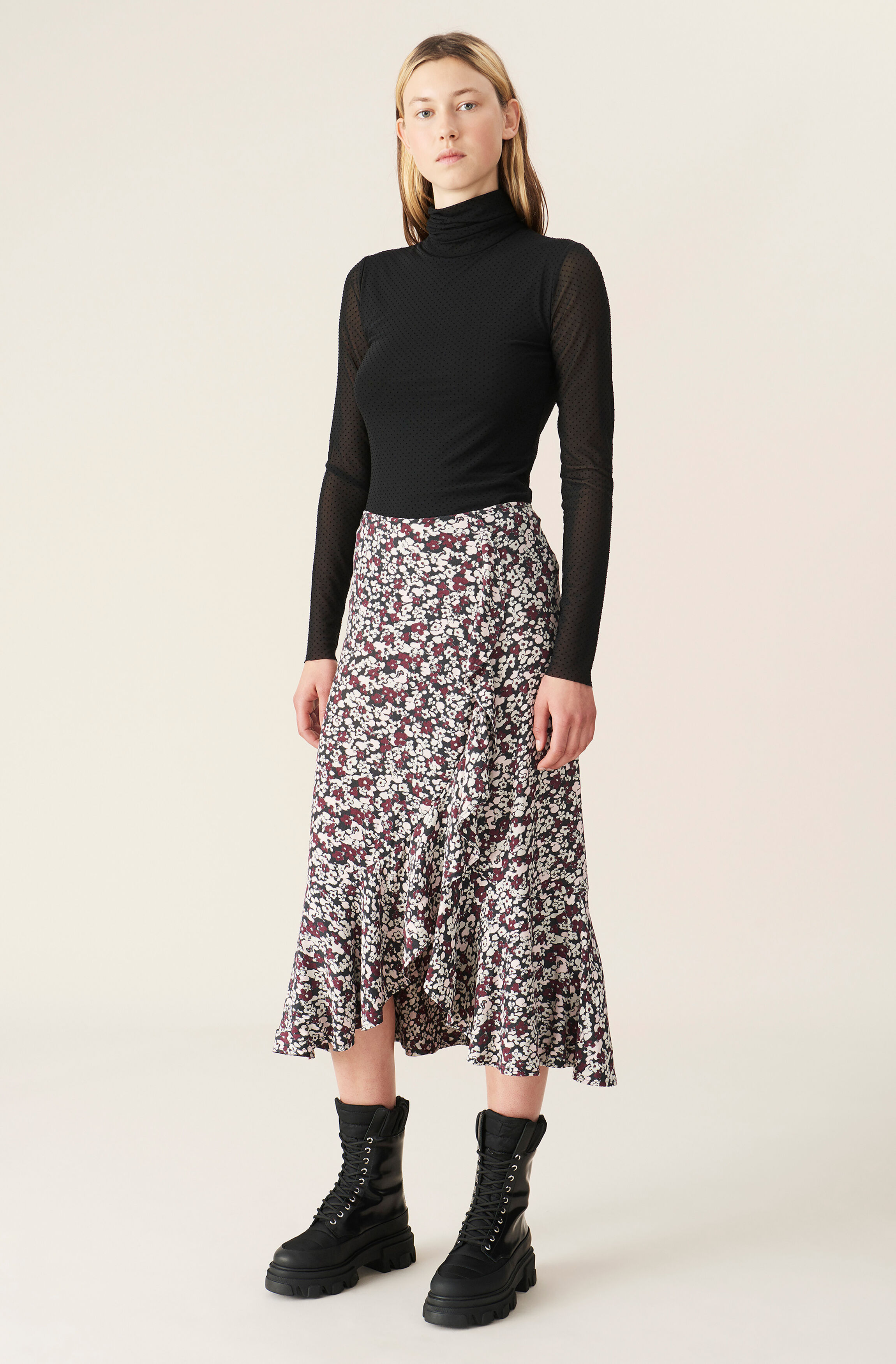 Ganni printed crepe skirt clearance