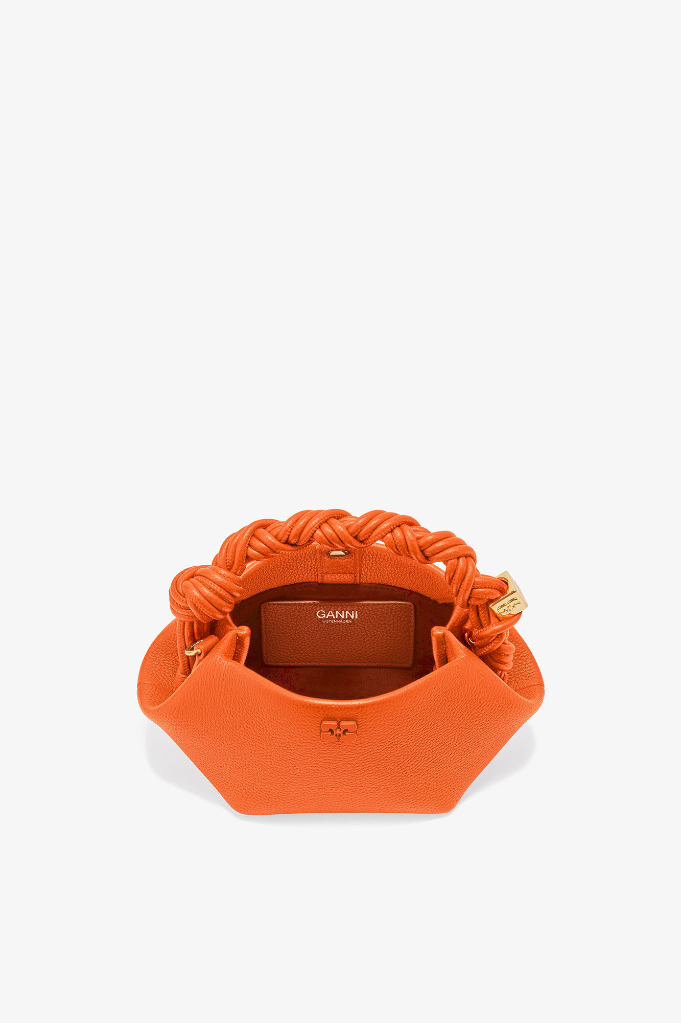 Oransje, mini GANNI Bou-veske med kornet tekstur, Polyurethane, in colour Russet Orange - 3 - GANNI