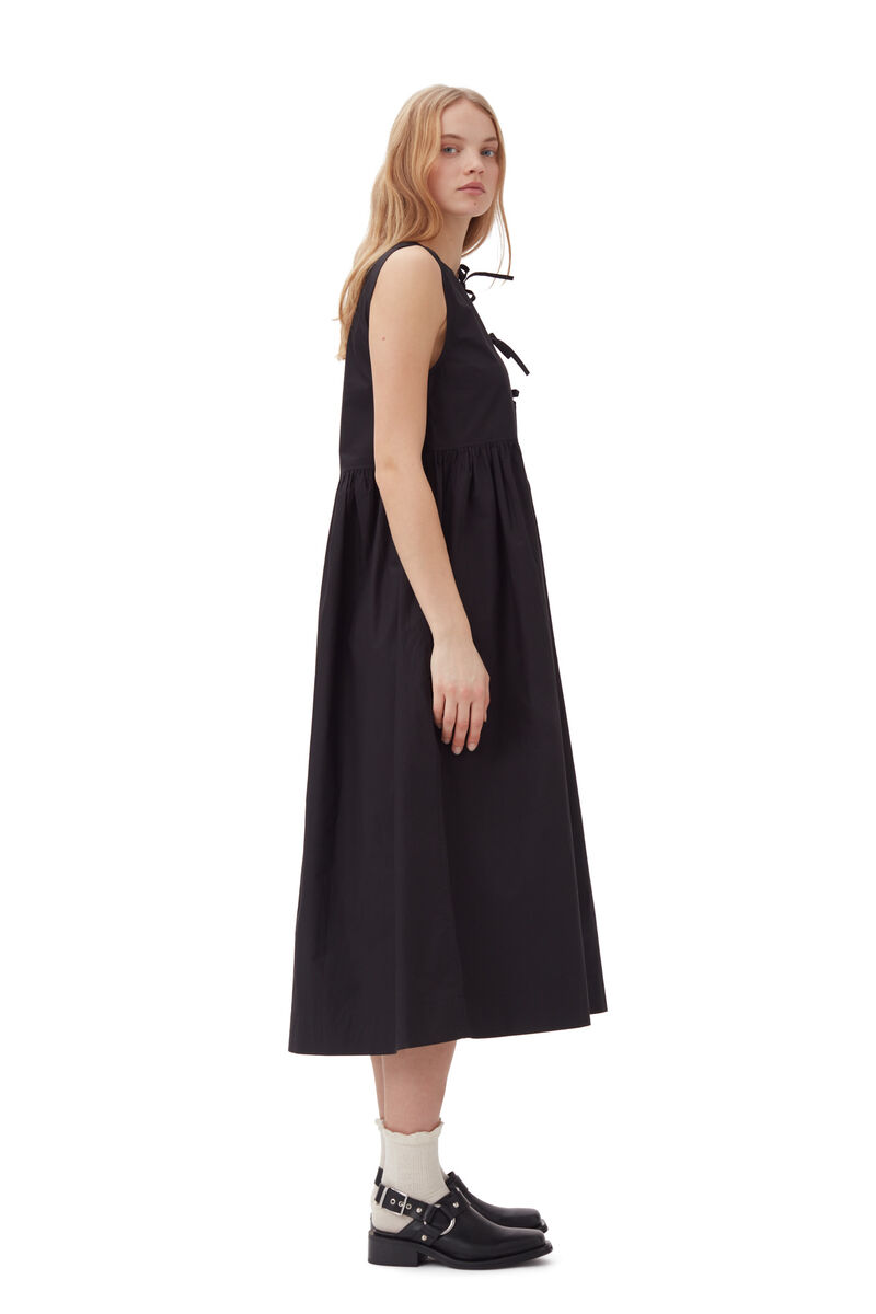 Midiklänning i bomullspoplin, Cotton, in colour Black - 3 - GANNI