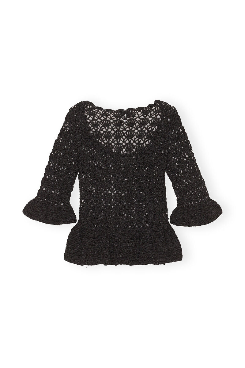 Crochet Top, Nylon, in colour Black - 2 - GANNI