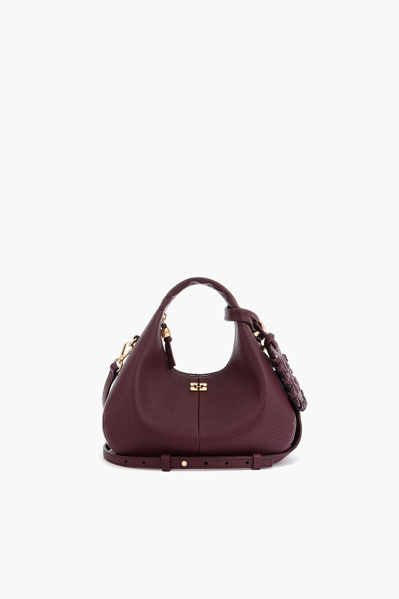 Mini Hobo Bag in Burgundy, in colour Port Royale - 1 - GANNI