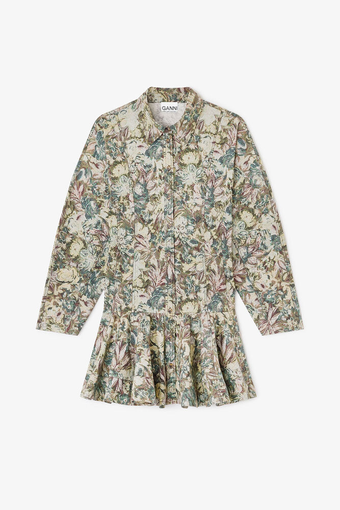 Tapestry Floral Shirt Dress, Jadeite