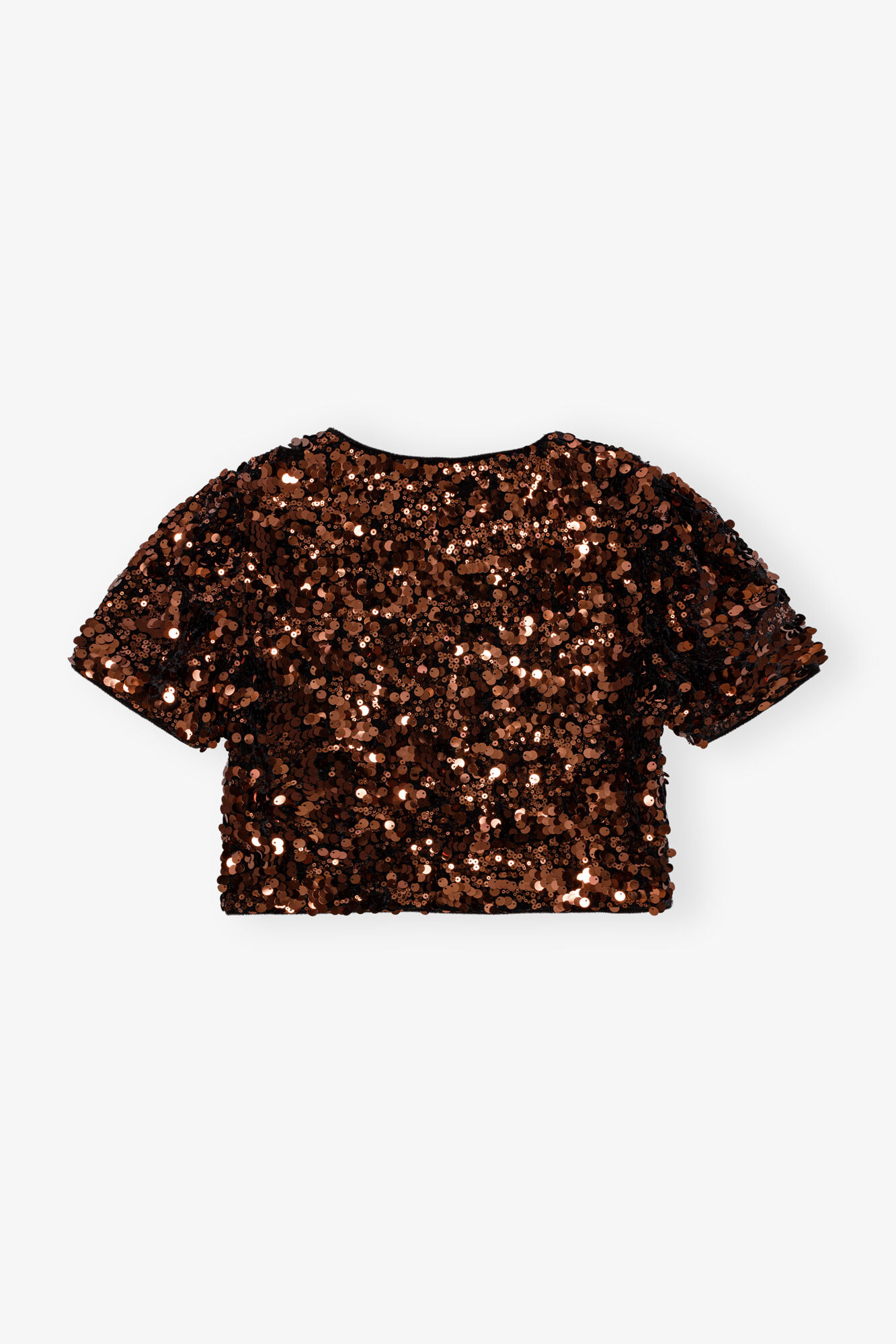 Brown Sequins blus, Polyester, in colour Bitter Chocolate - 2 - GANNI