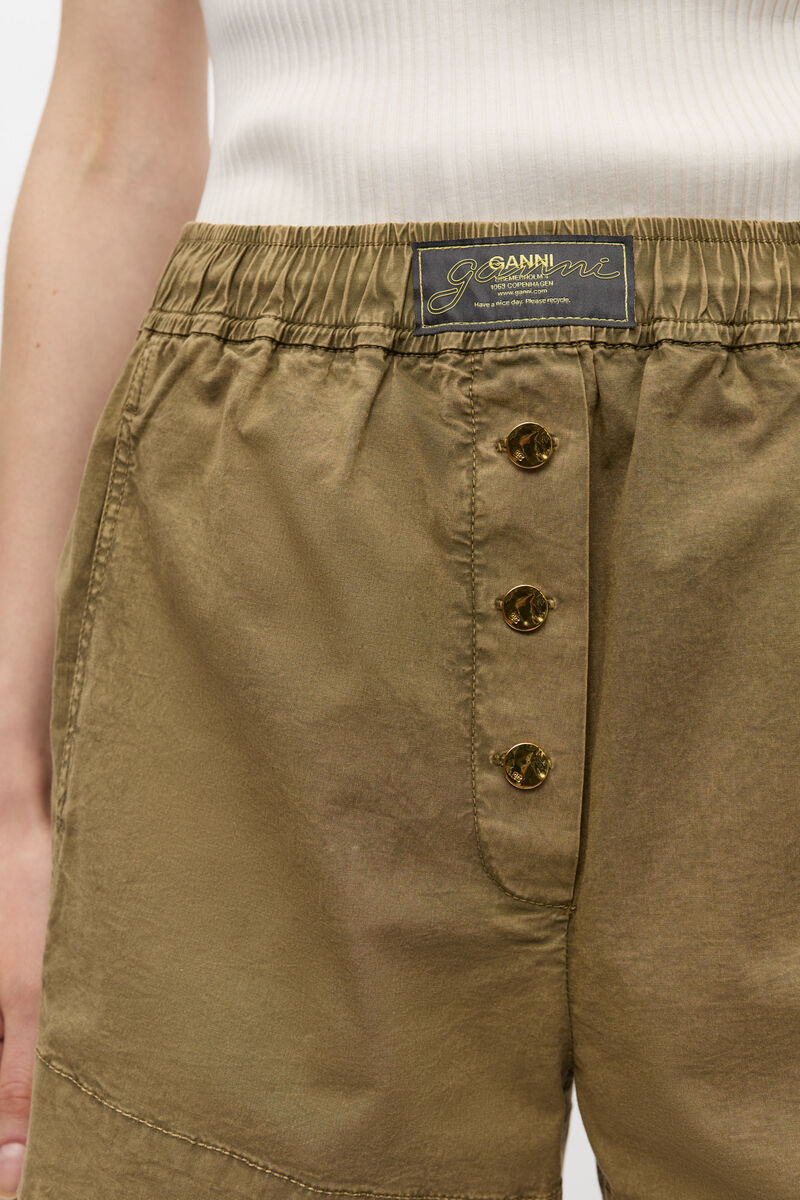 Grüne Shorts aus gewaschener Baumwolle, Elastane, in colour Boa - 4 - GANNI