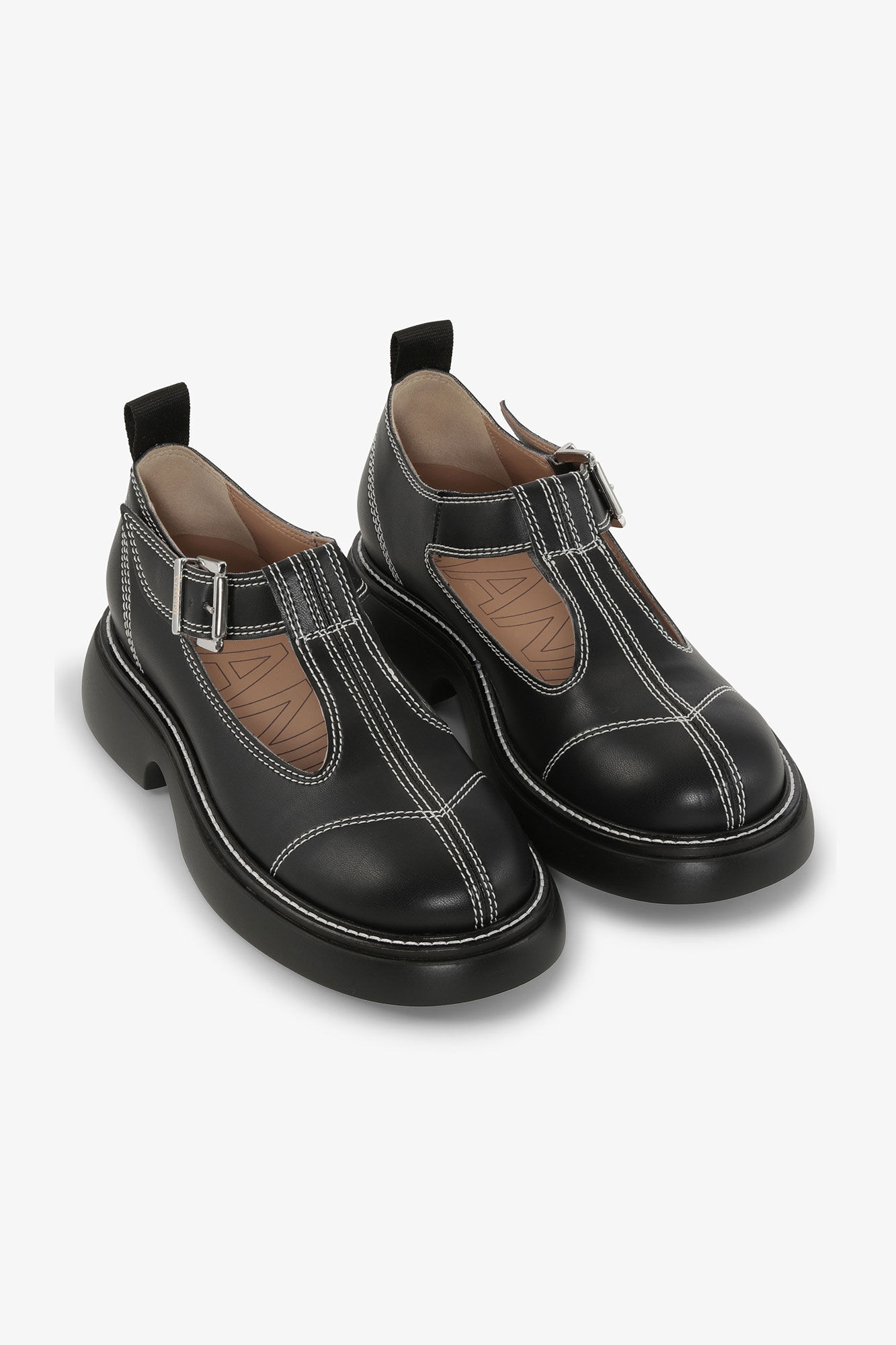 Chaussures EVA Mary Jane noires à boucle Everyday, Cotton, in colour Black - 3 - GANNI