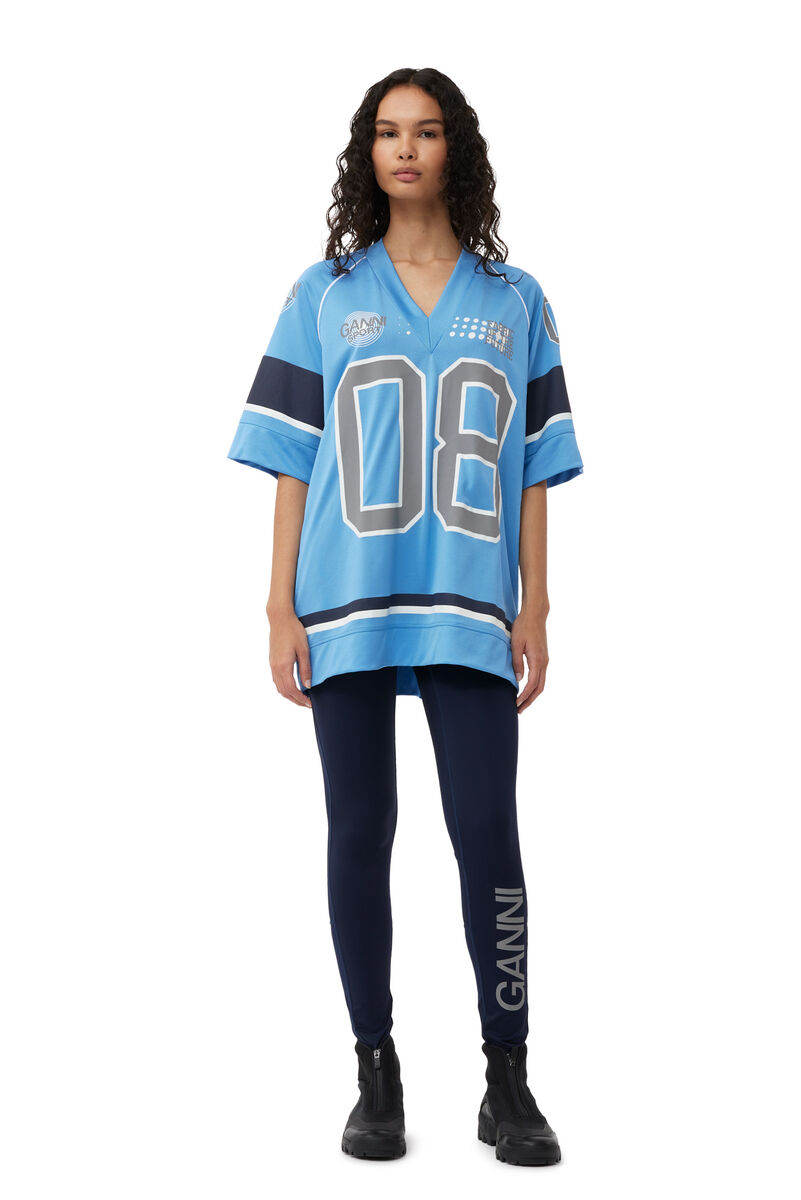 Fabrics of the Future Oversized Mesh T-shirt, Polyester, in colour Silver Lake Blue - 2 - GANNI
