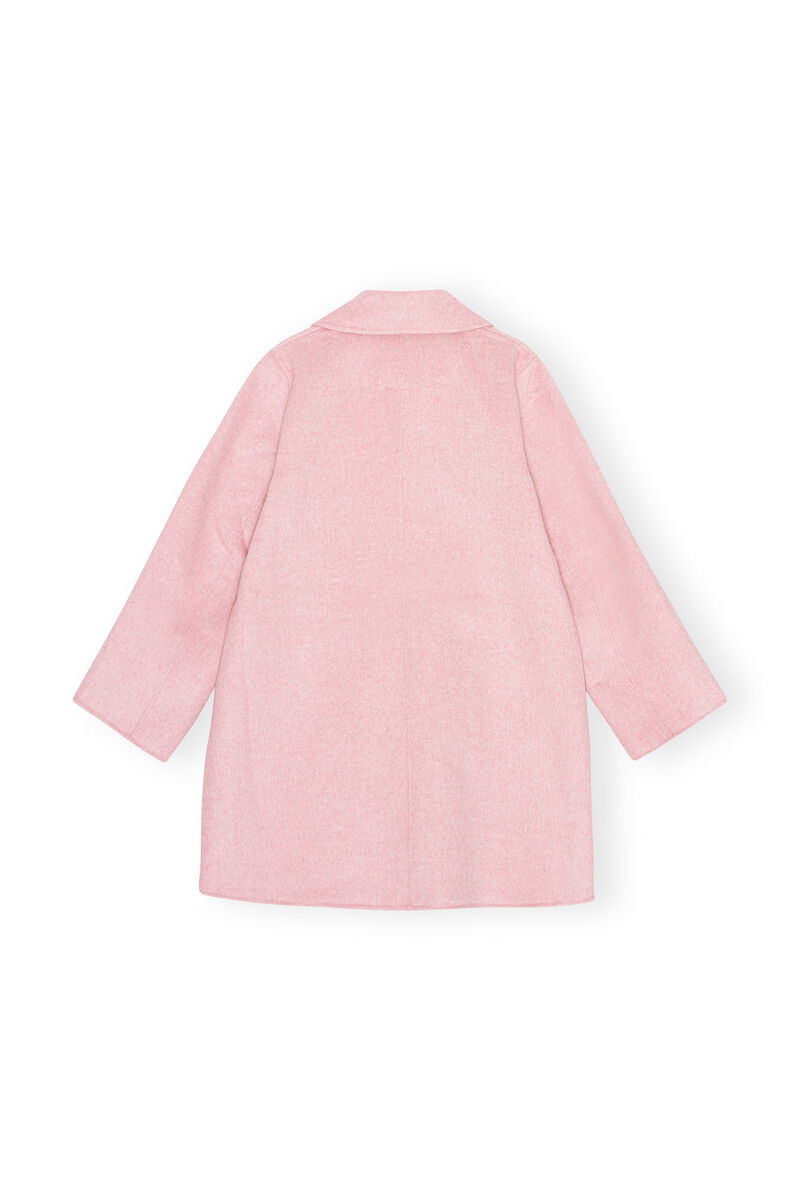 Pink Wool Midi Jacket, Recycled Polyester, in colour Orchid Smoke - 2 - GANNI