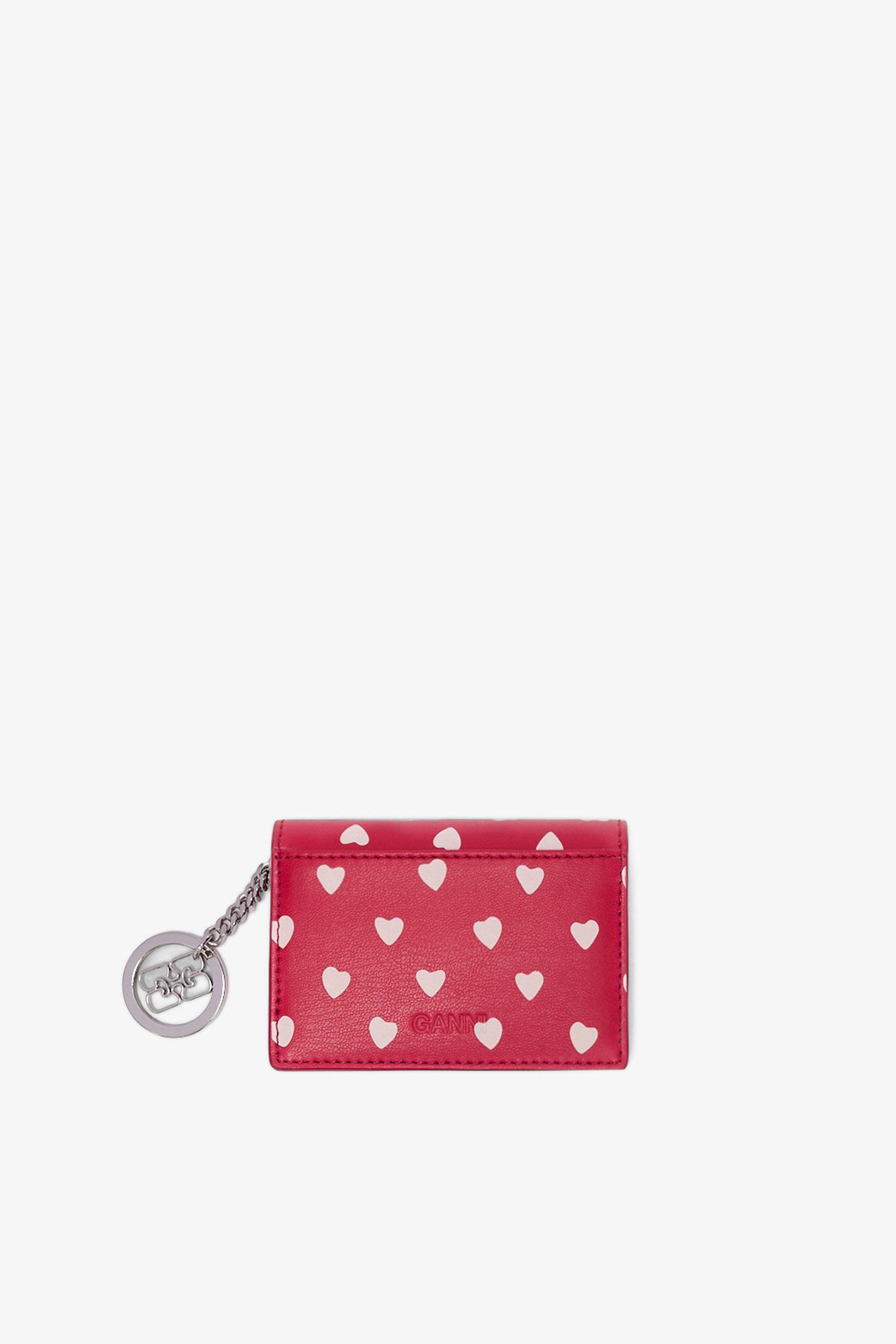 Bou Card Holder With Flap with Dots, in colour Barbados Cherry - 2 - GANNI