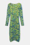 Ruched Mesh Midi Dress, Nylon, in colour Sulphur Spring - 2 - GANNI
