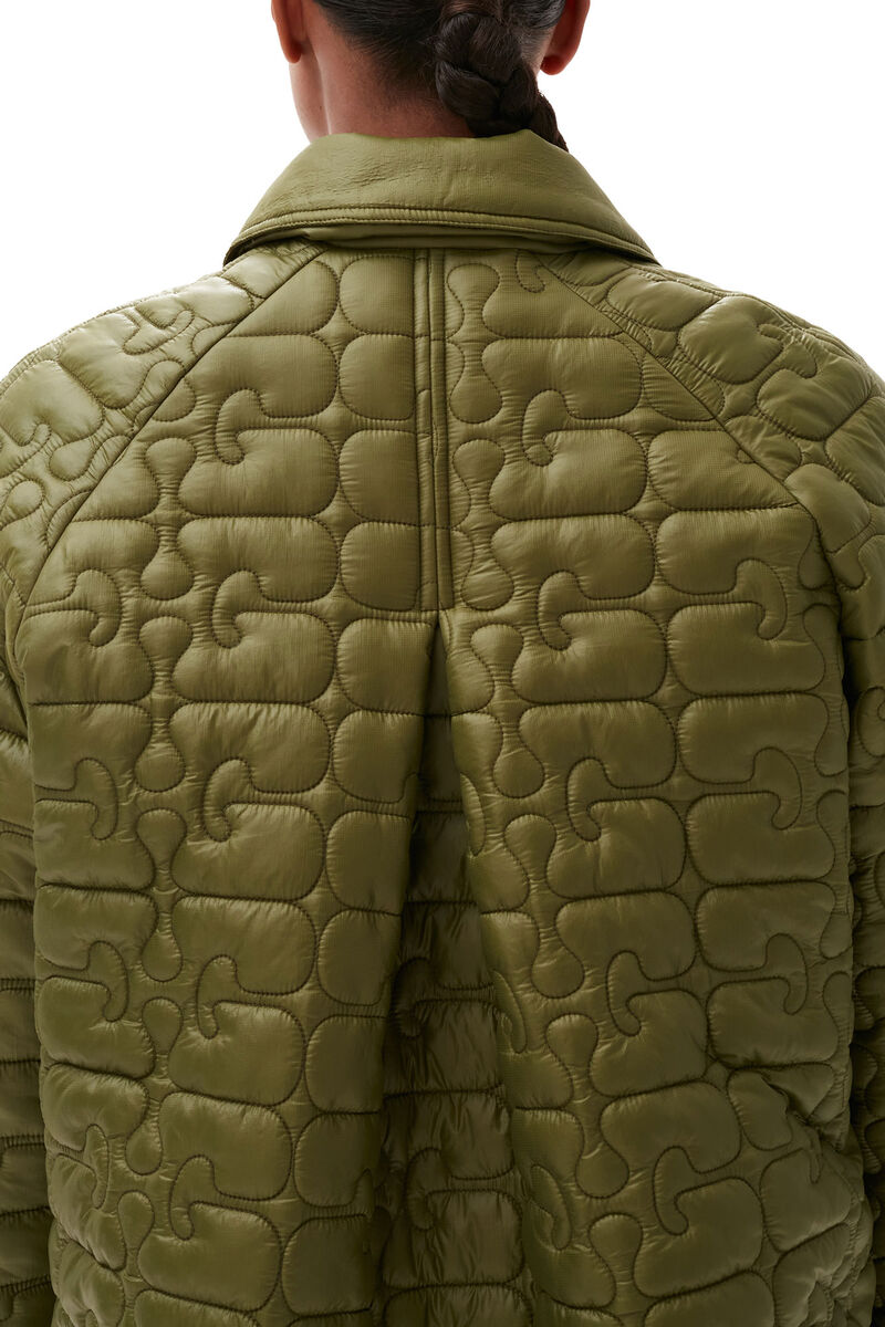 Shiny Quilt Jacket, Nylon, in colour Spaghnum - 7 - GANNI