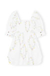 Minikjole i bomuldspoplin, Cotton, in colour Floral Shape Bright White - 2 - GANNI