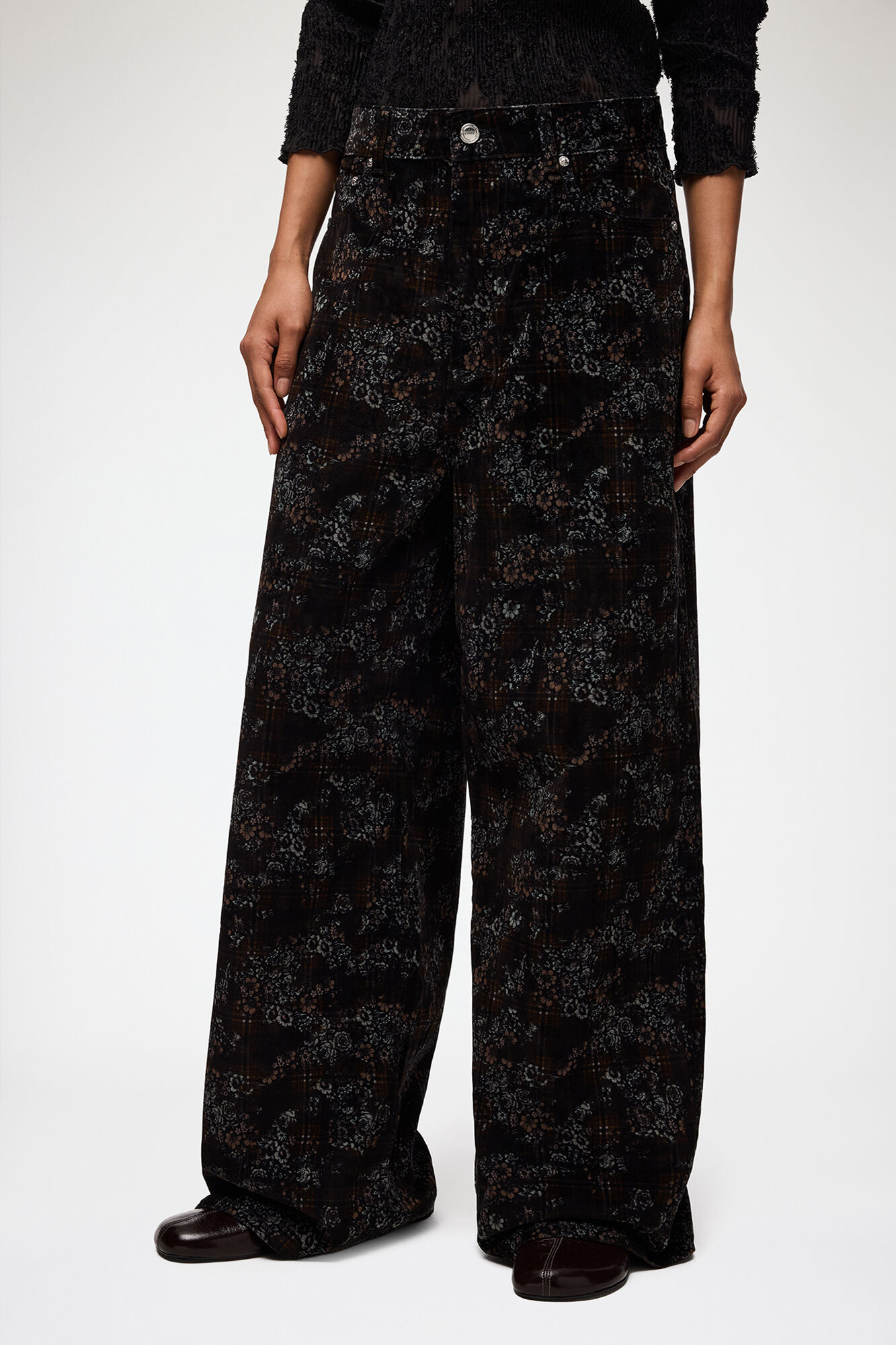 Marri Jeans in Printed Denim, Recycled Cotton, in colour Winter Moss - 2 - GANNI