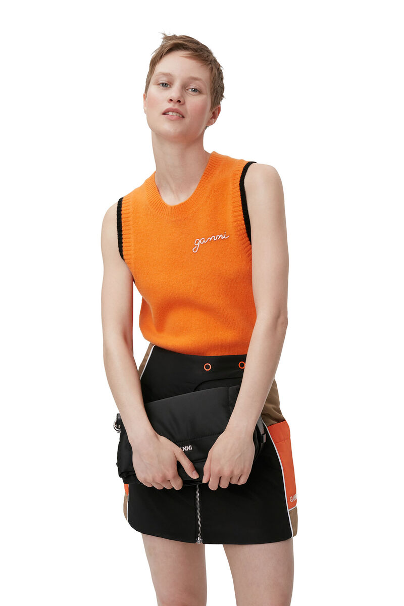 O-neck Vest, Cashmere, in colour Orangeade - 7 - GANNI