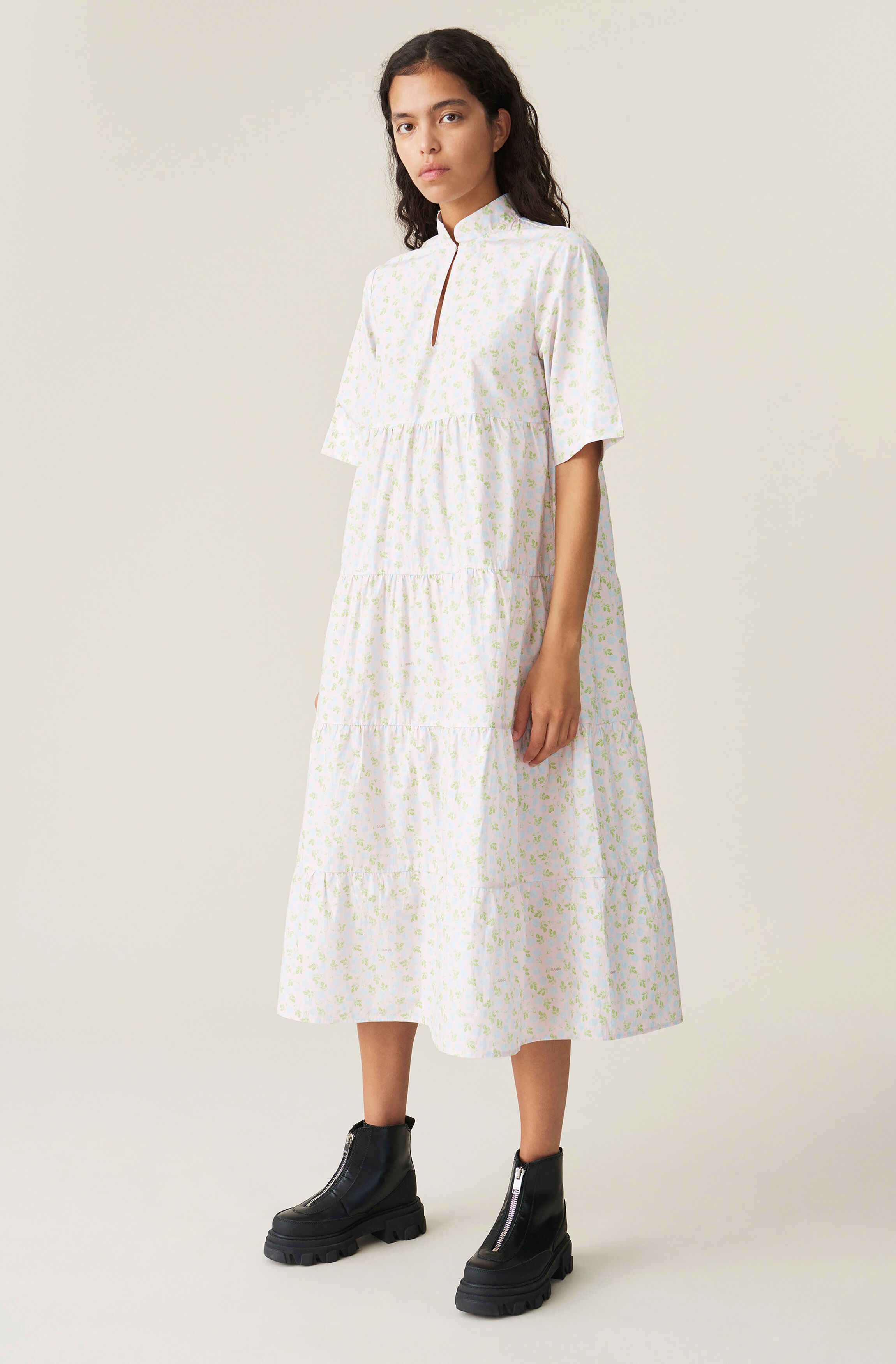 ganni cotton poplin dress