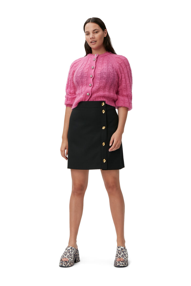 Relaxed Mohair Cardigan, Merino Wool, in colour Phlox Pink - 1 - GANNI