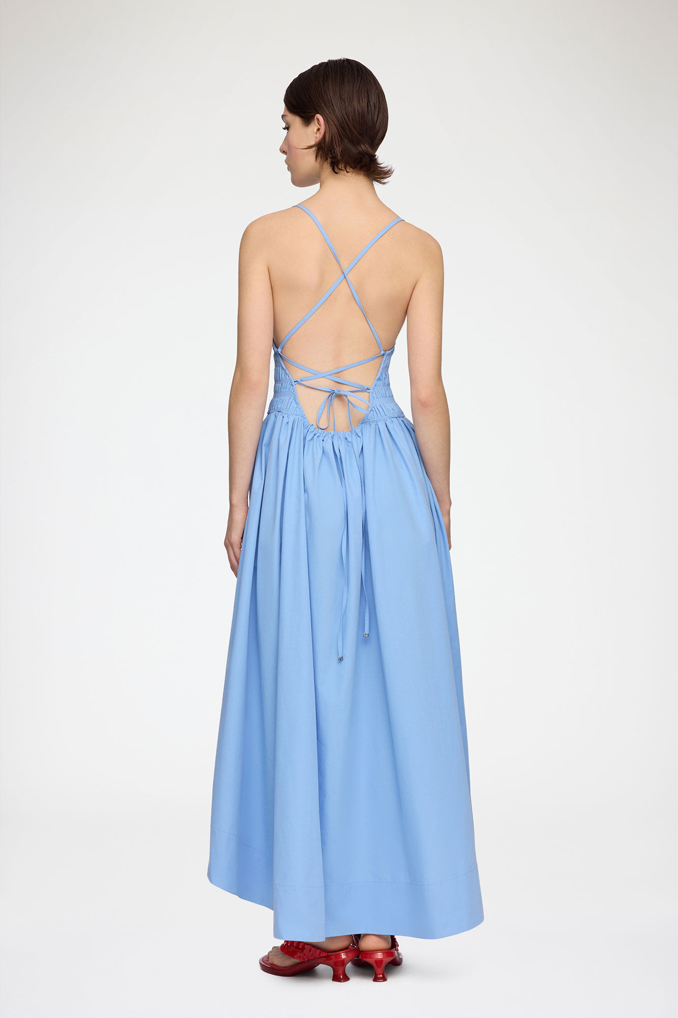 Dress in Blue Poplin | GANNI US